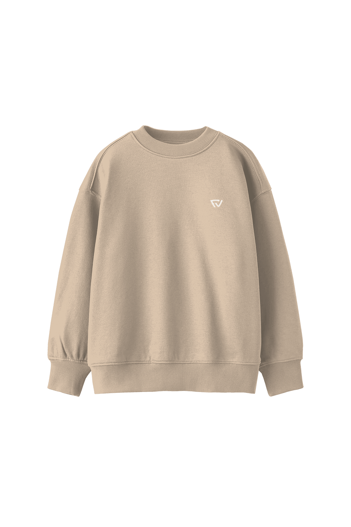 Oversize Basic Bisiklet Yaka Sweatshirt - Bej