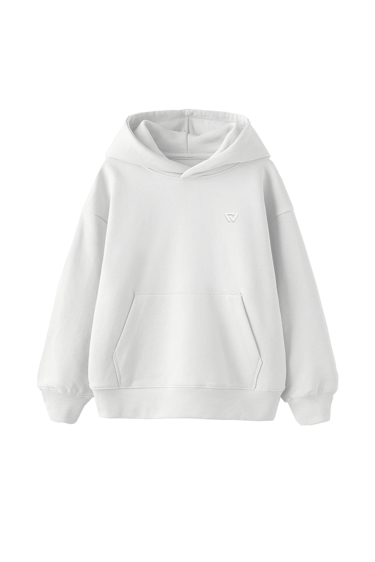 Oversize Basic Kapüşonlu Hoodie - Beyaz