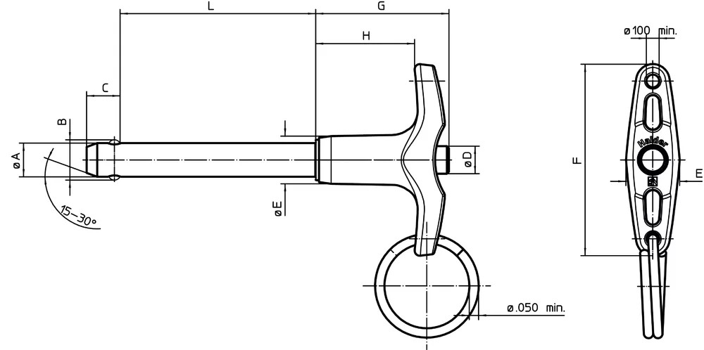 HALDER T-Saplı Bilyalı Kilit Pimleri Ball Lock Pins NAS / MS17985 , inç