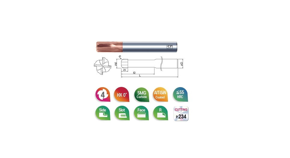 4 AĞIZLI 4CF Ø4.00 - Ø12.00 MM KÖŞE RADIUS HIGH FEED FREZE