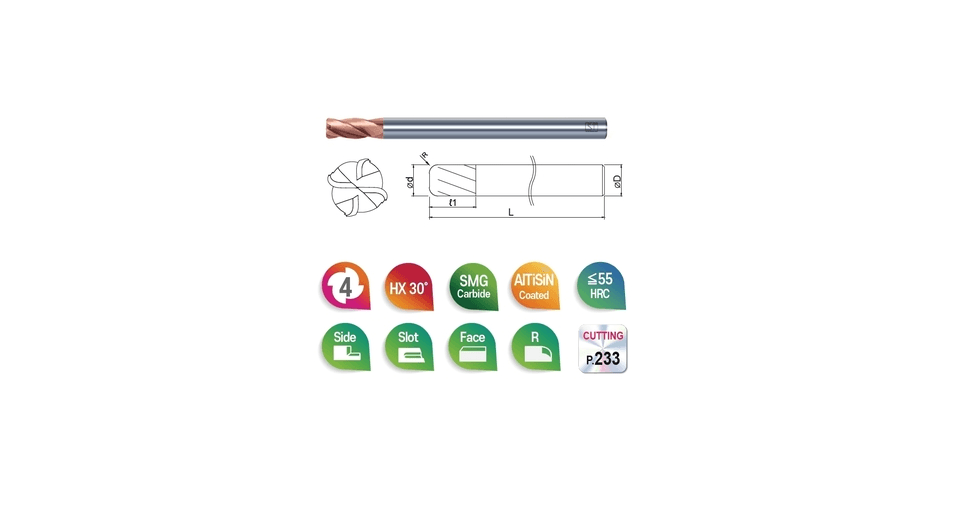 4 AĞIZLI 4CL Ø4.0 MM KÖŞE RADIUS KARBÜR FREZE
