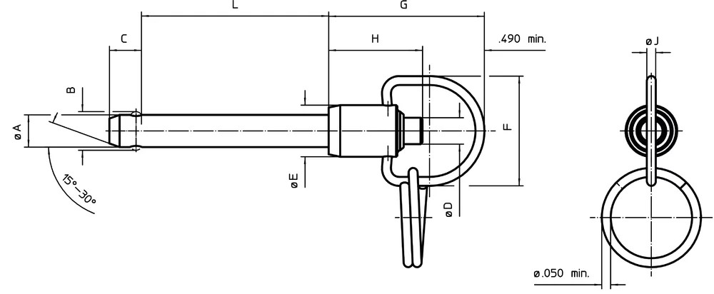 HALDER Halka Saplı Bilyalı Kilit Pimleri Ball Lock Pins NAS / MS17987, inç