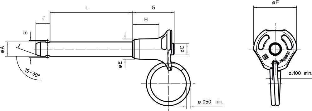 HALDER Düğme Saplı Bilyalı Kilit Pimleri Ball Lock Pins NAS / MS17984, inç