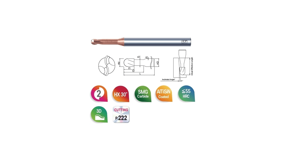 2 AĞIZLI 2NB Ø1.5 MM DALMA BOYLU KÜRE KARBÜR FREZE