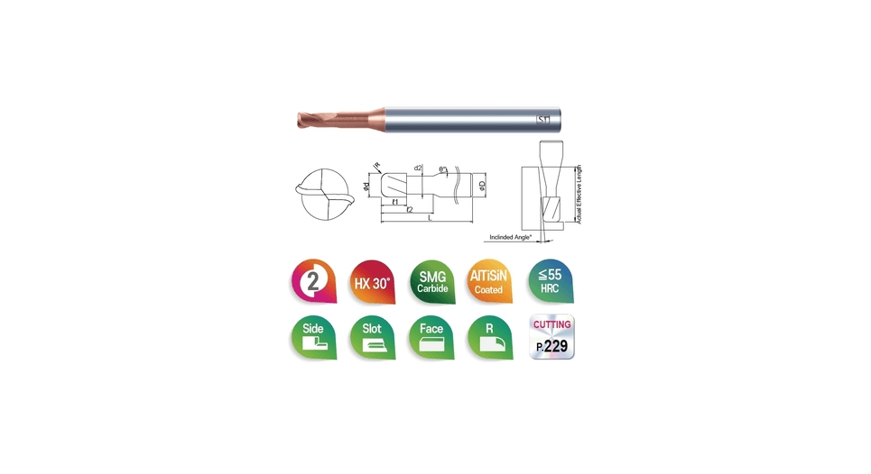 2 AĞIZLI 2NC Ø0.20 MM < Ø1.0 MM KÖŞE RADIUS DALMA BOYLU KARBÜR FREZE
