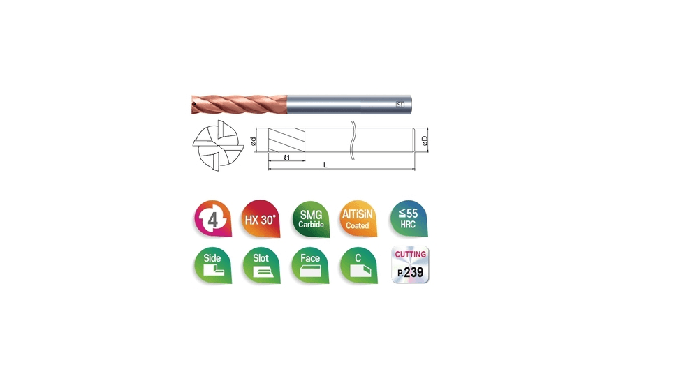 4 AĞIZLI 4SL Ø12.0 MM UZUN DÜZ KARBÜR FREZE