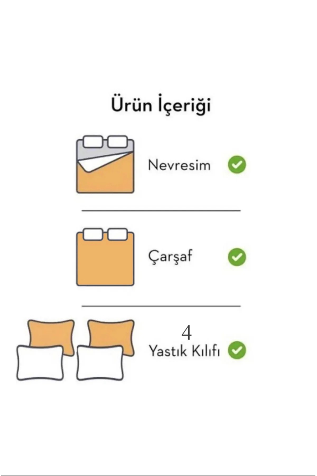 Natural Kumaş Gri Çift Kişilik Çarşaflı Lastikli 4 Yastıklı Nevresim Takımı (6 Parça)