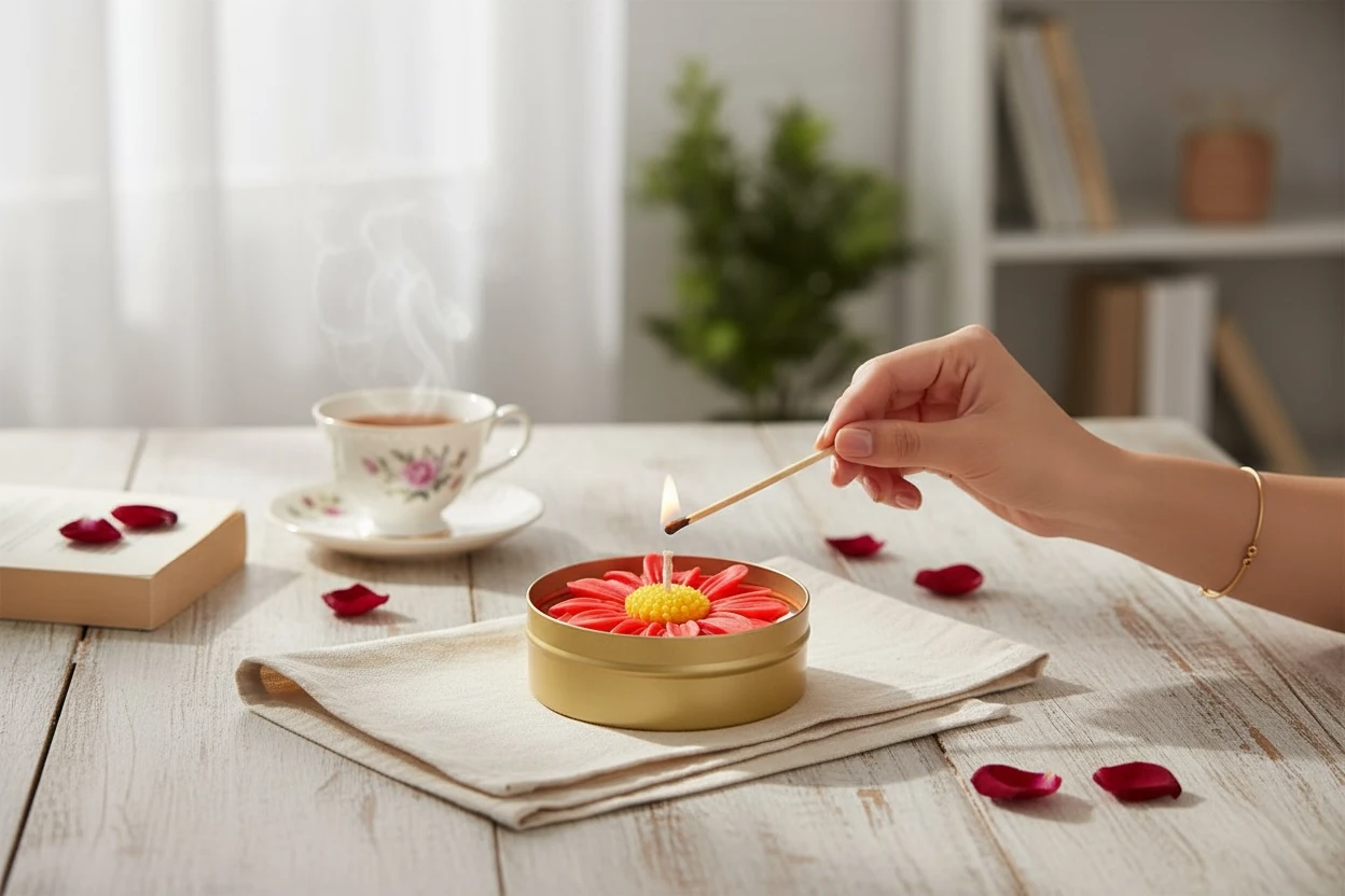 Papatya Mum - Kırmızı (Japon Kiraz Çiçeği Kokulu)