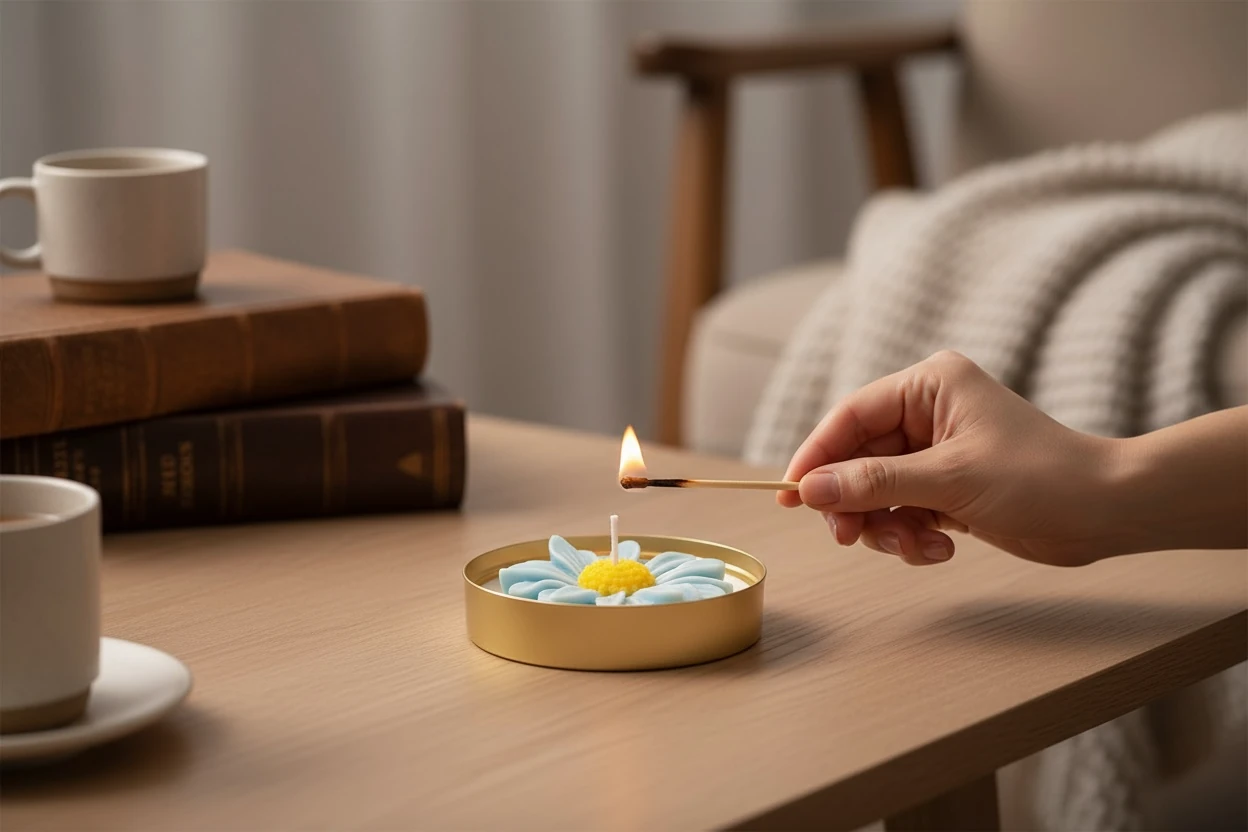 Papatya Mum - Turkuaz Mavi (Okaliptüs Kokulu)