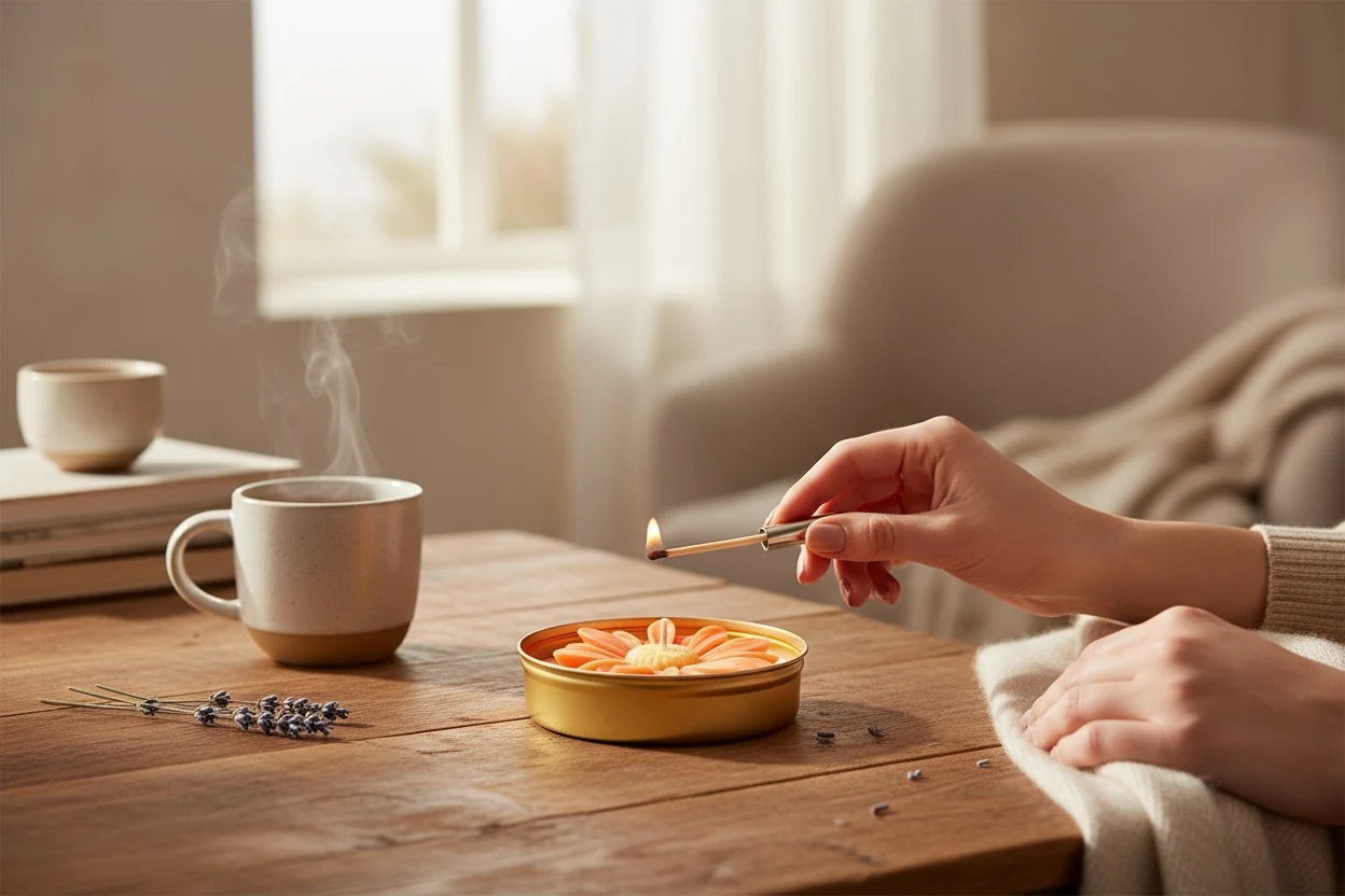Papatya Mum - Turuncu (Bodrum Mandalinası Kokulu)