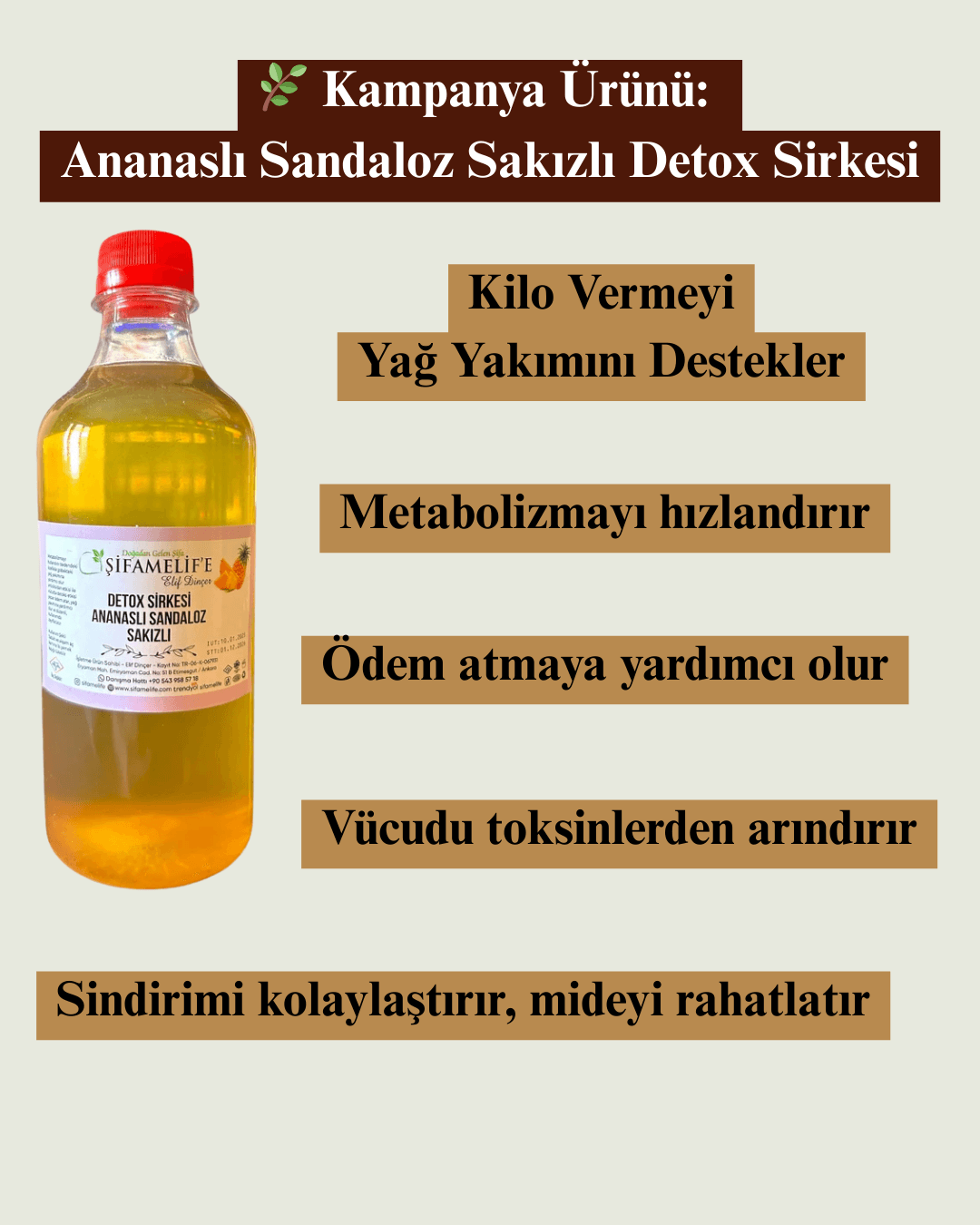 Detox Sirkesi Ananaslı & Sandaloz Sakızlı