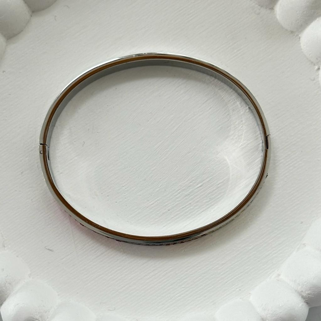 Çelik Gümüş Renk Renkli Taş Kelepçe (18 cm)
