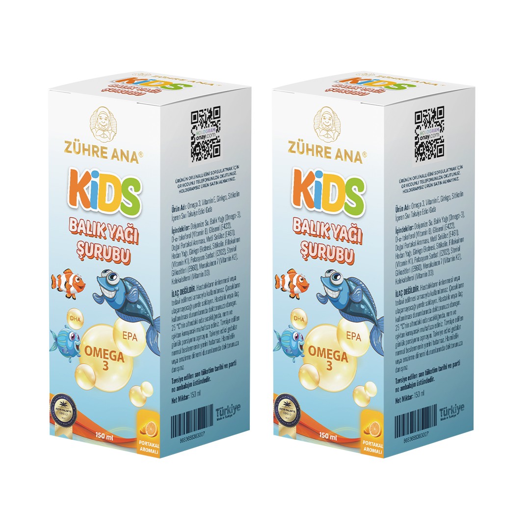 Zühre Ana 2 Stuks Omega 3 Oranje Visoliesiroop voor Kinderen