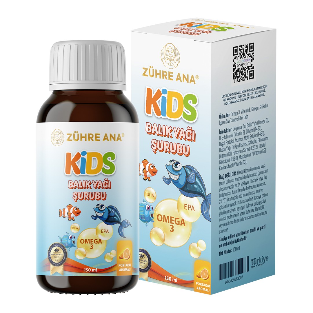 Zühre Ana 2 Pieces Kids Omega 3 Orange Fish Oil Syrup