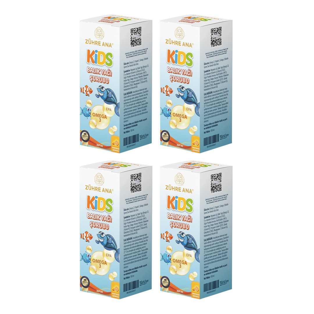 Zühre Ana 4 Stück Kids Omega 3 Orange Fischölsirup