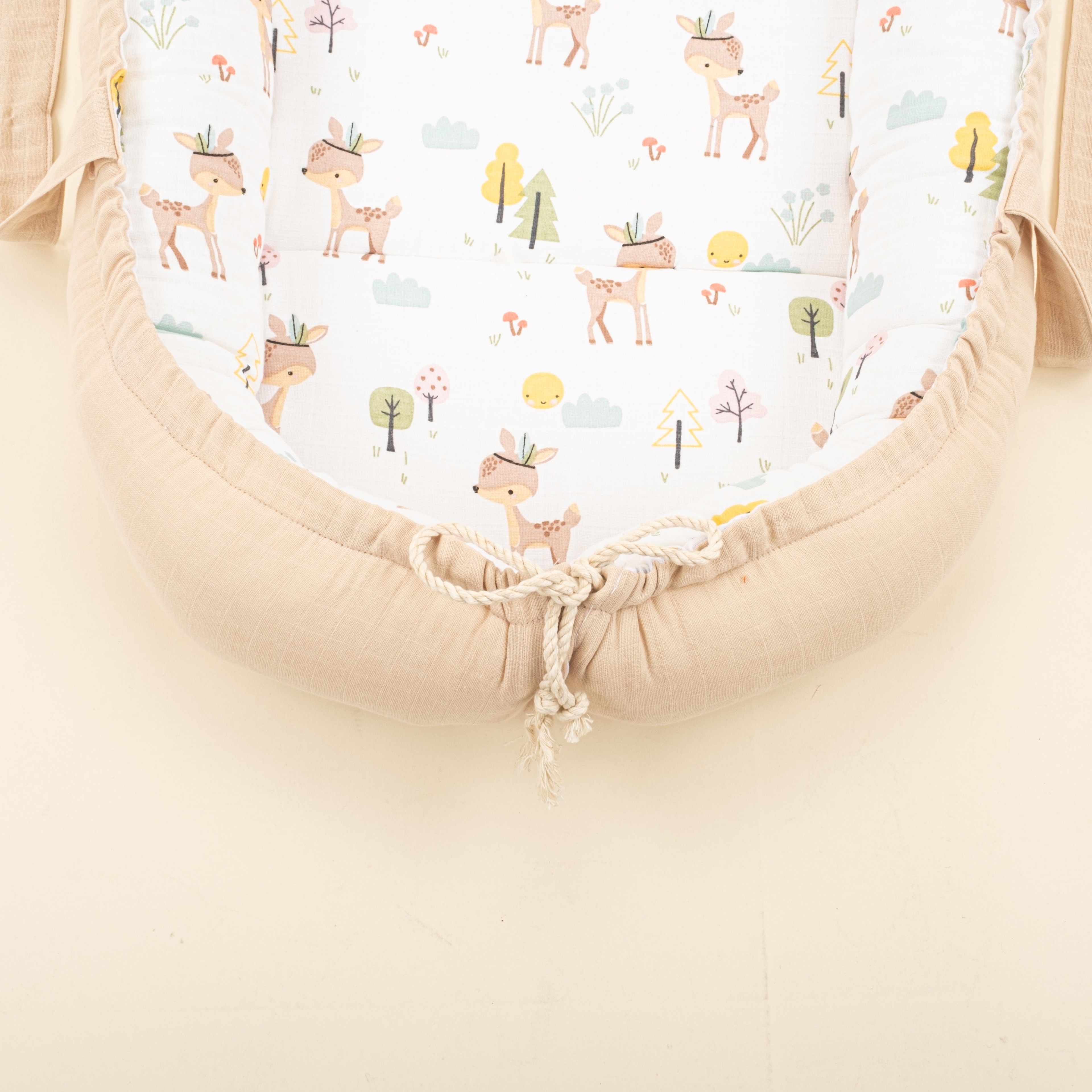 Babynest ve Yastık- Çift Taraflı - Kumsal Beji Muslin - Ceylan