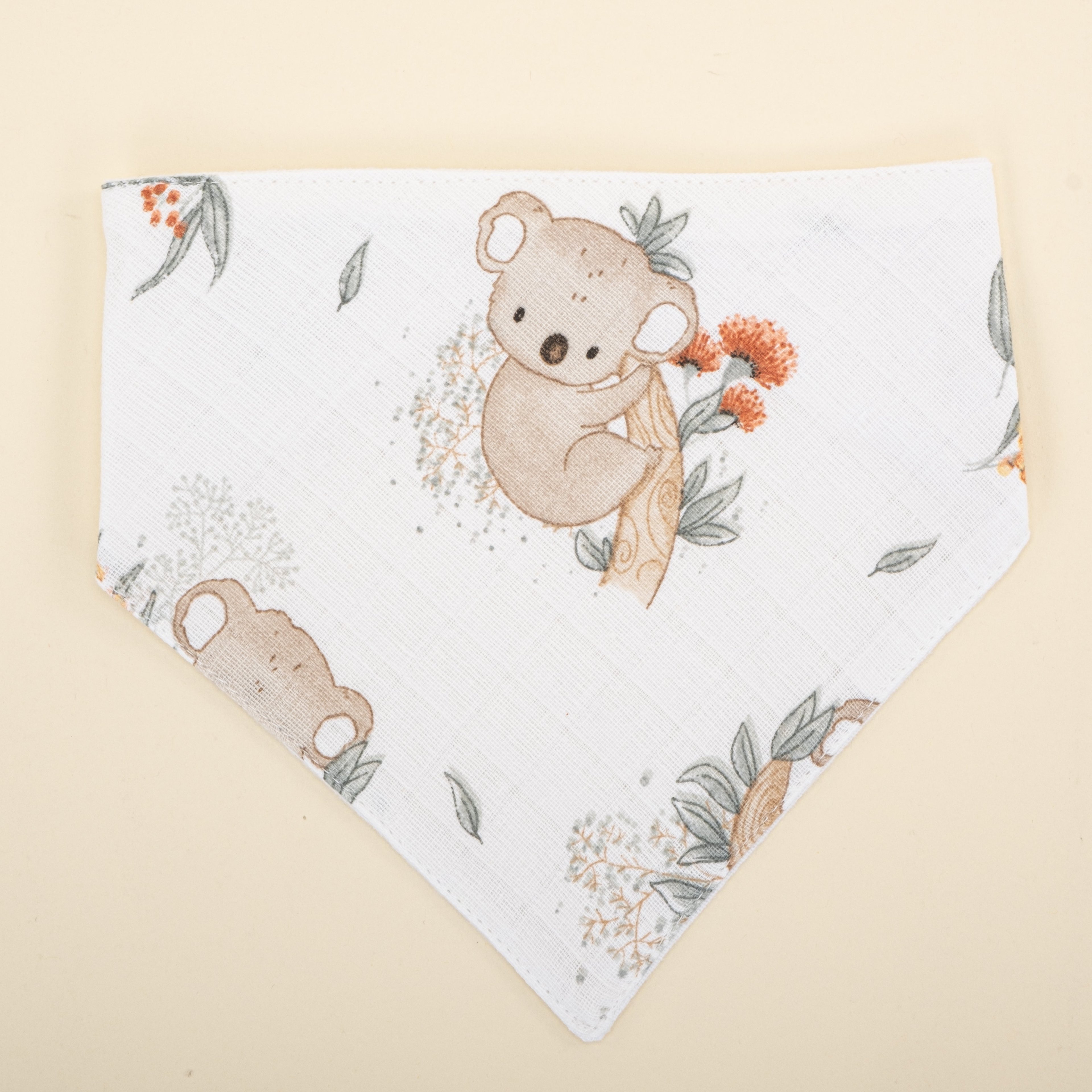 Önlük ve Mendil Seti - Çift Taraflı - Koyu Fıstık Yeşili Müslin - Koala