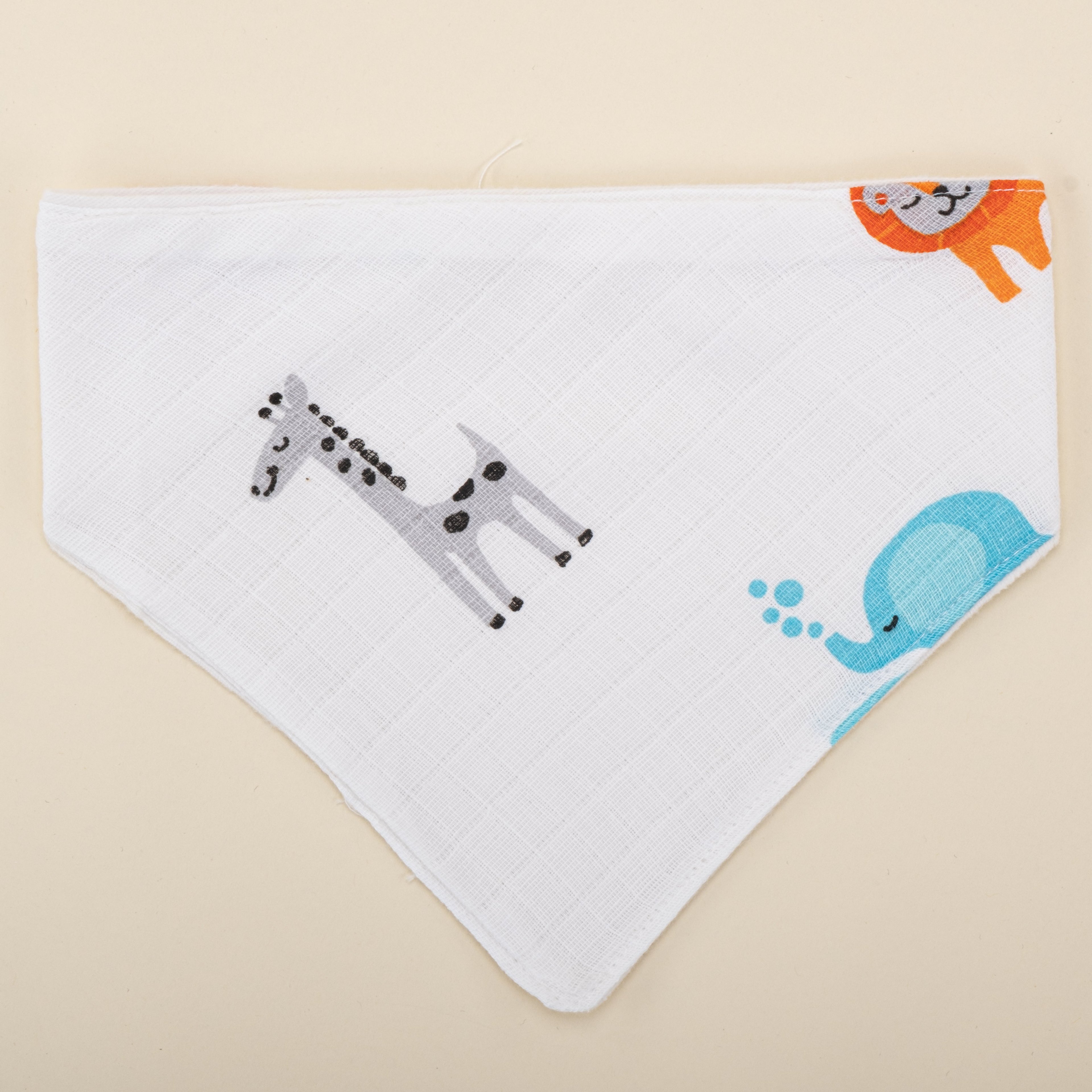 Önlük ve Mendil Seti - Çift Taraflı - Bebe Mavi Muslin - Fil