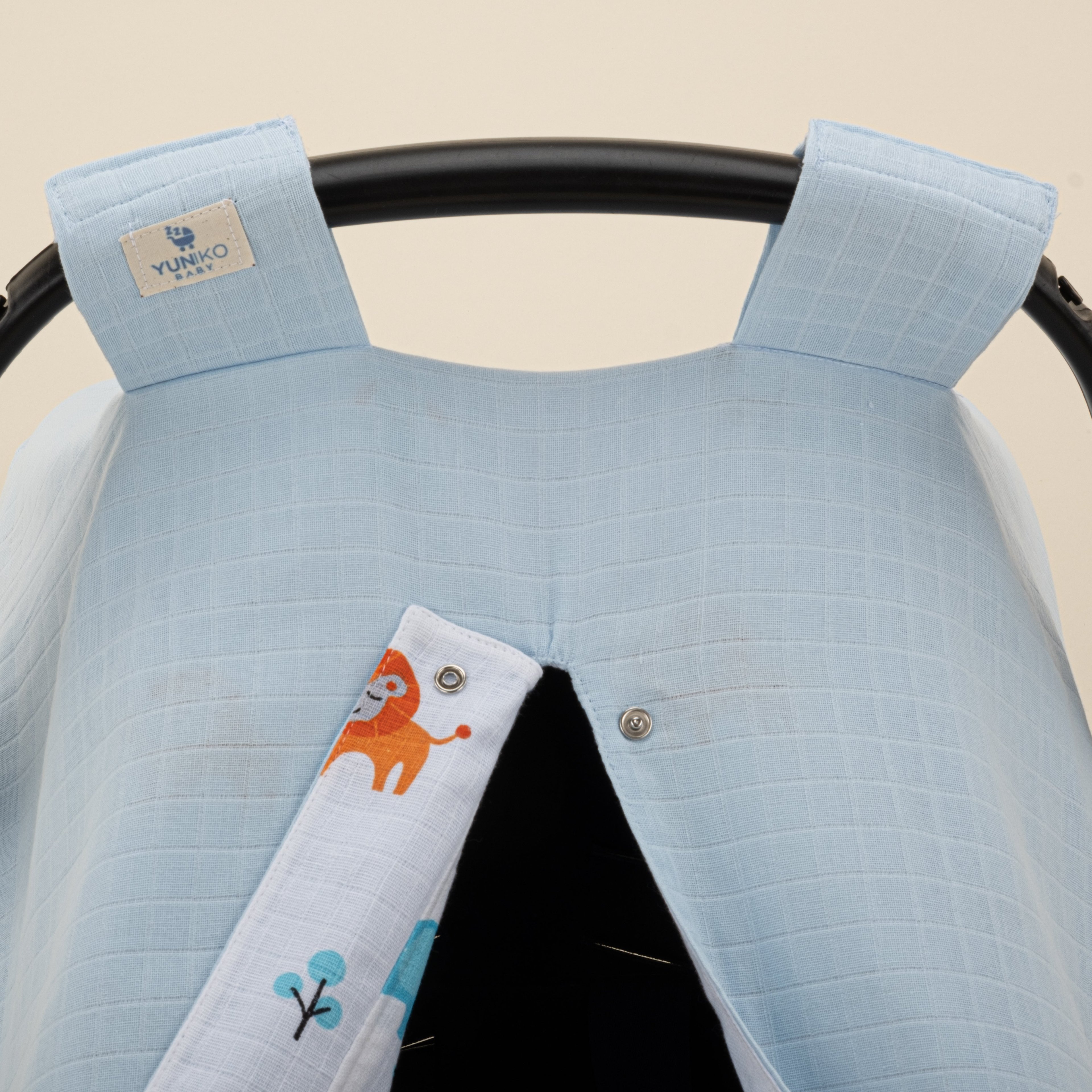Puset Örtüsü - Çift Taraflı - Bebe Mavi Muslin - Fil