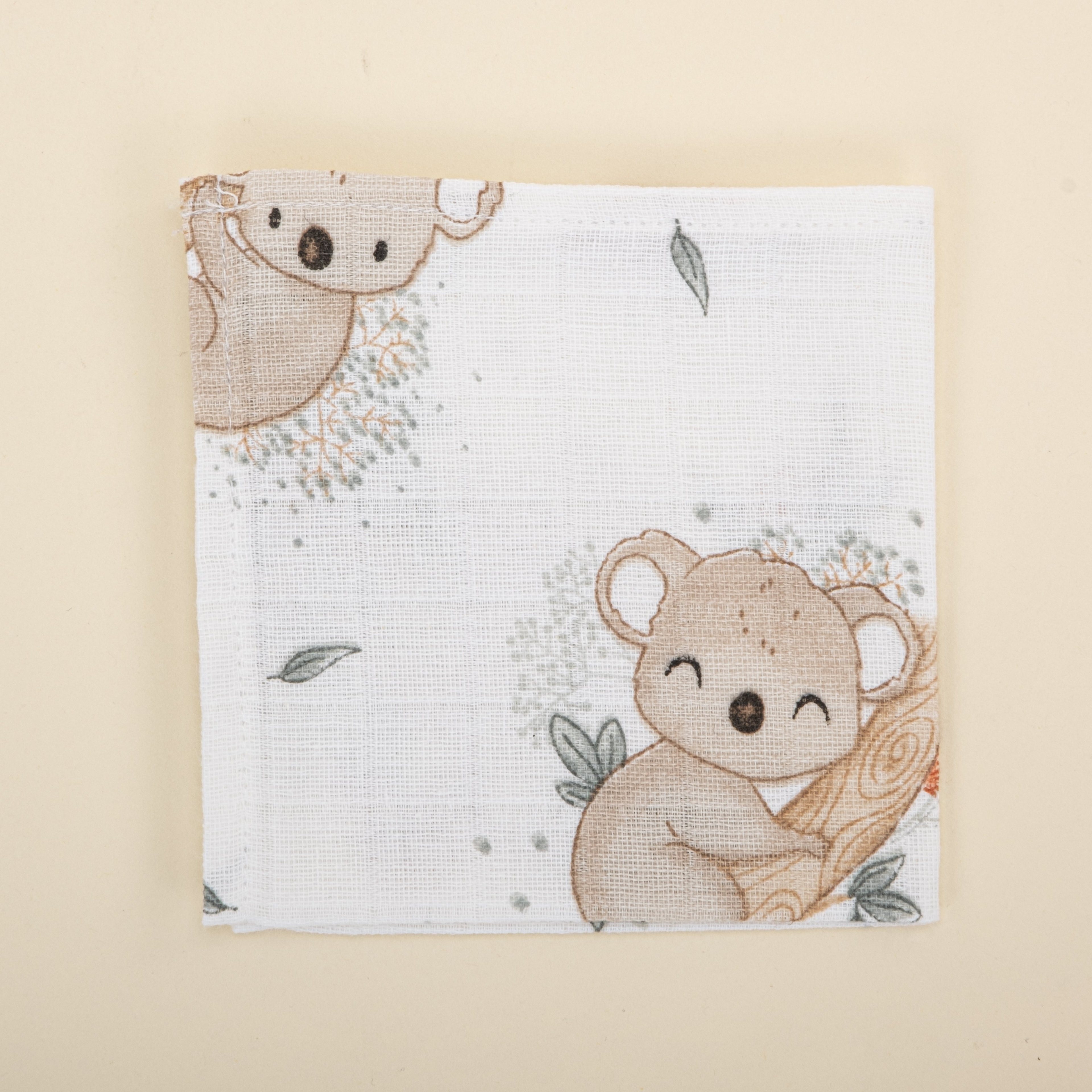 Önlük ve Mendil Seti - Çift Taraflı - Koyu Fıstık Yeşili Müslin - Koala