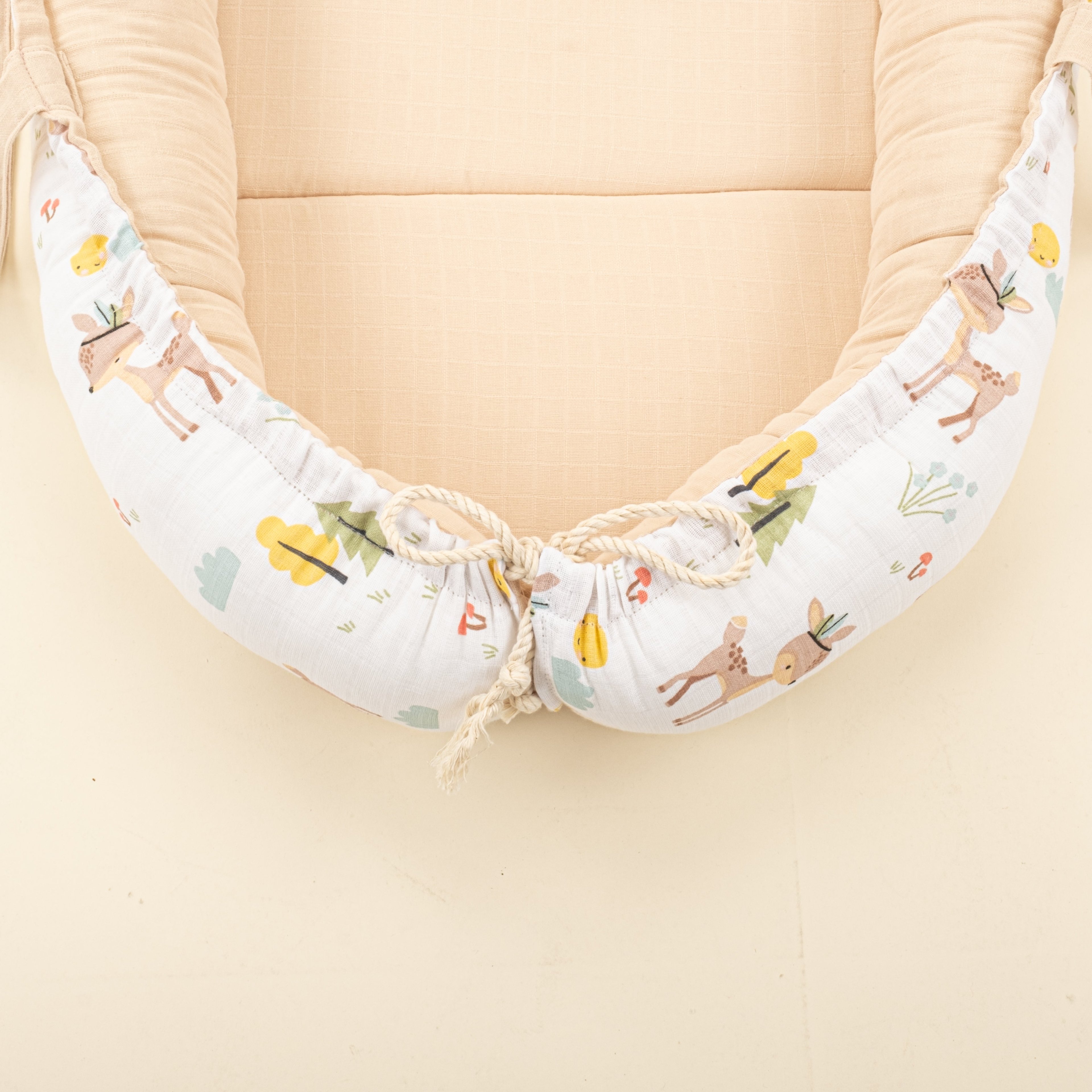 Babynest ve Yastık- Çift Taraflı - Kumsal Beji Muslin - Ceylan