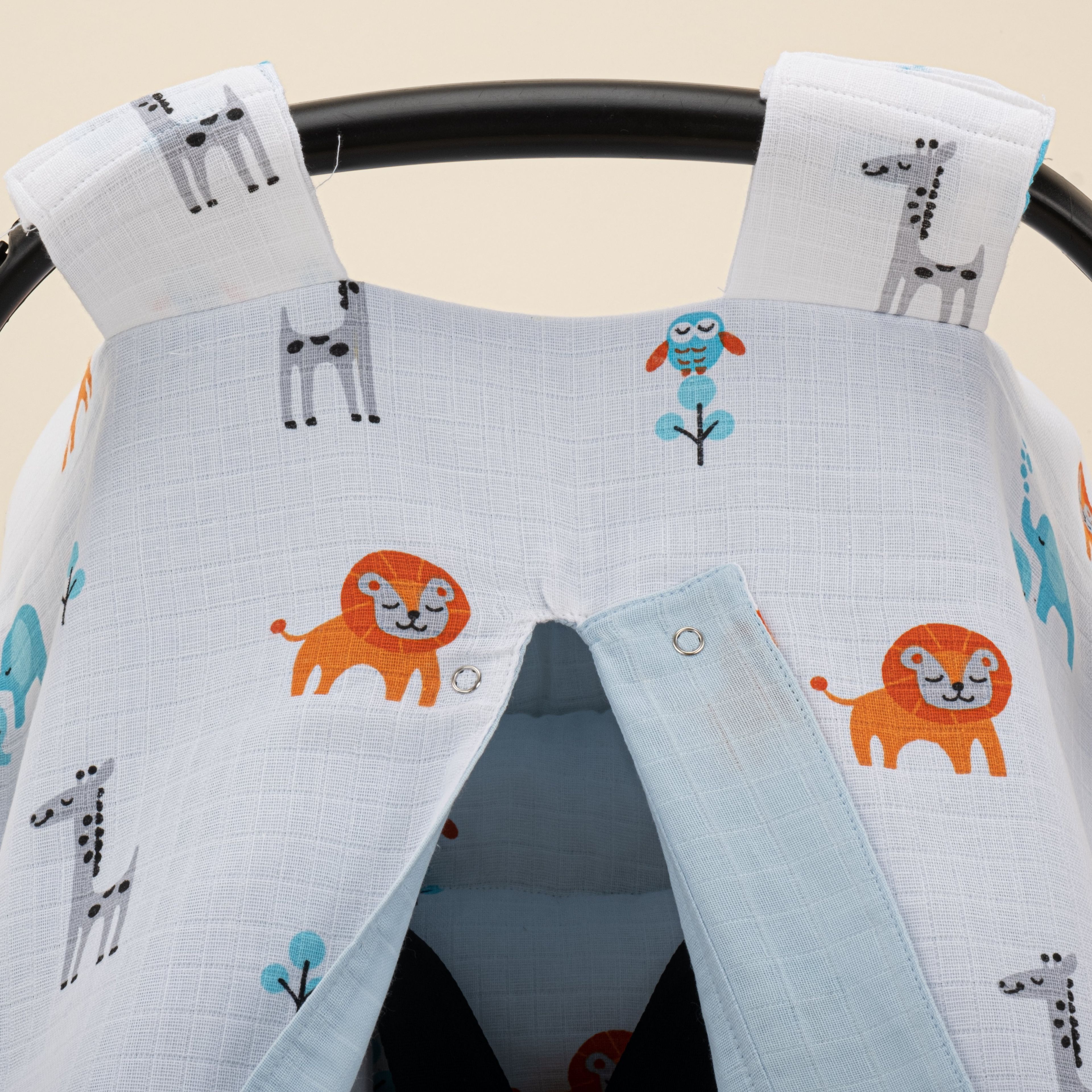 Puset Seti - Çift Taraflı - Bebe Mavi Muslin - Fil