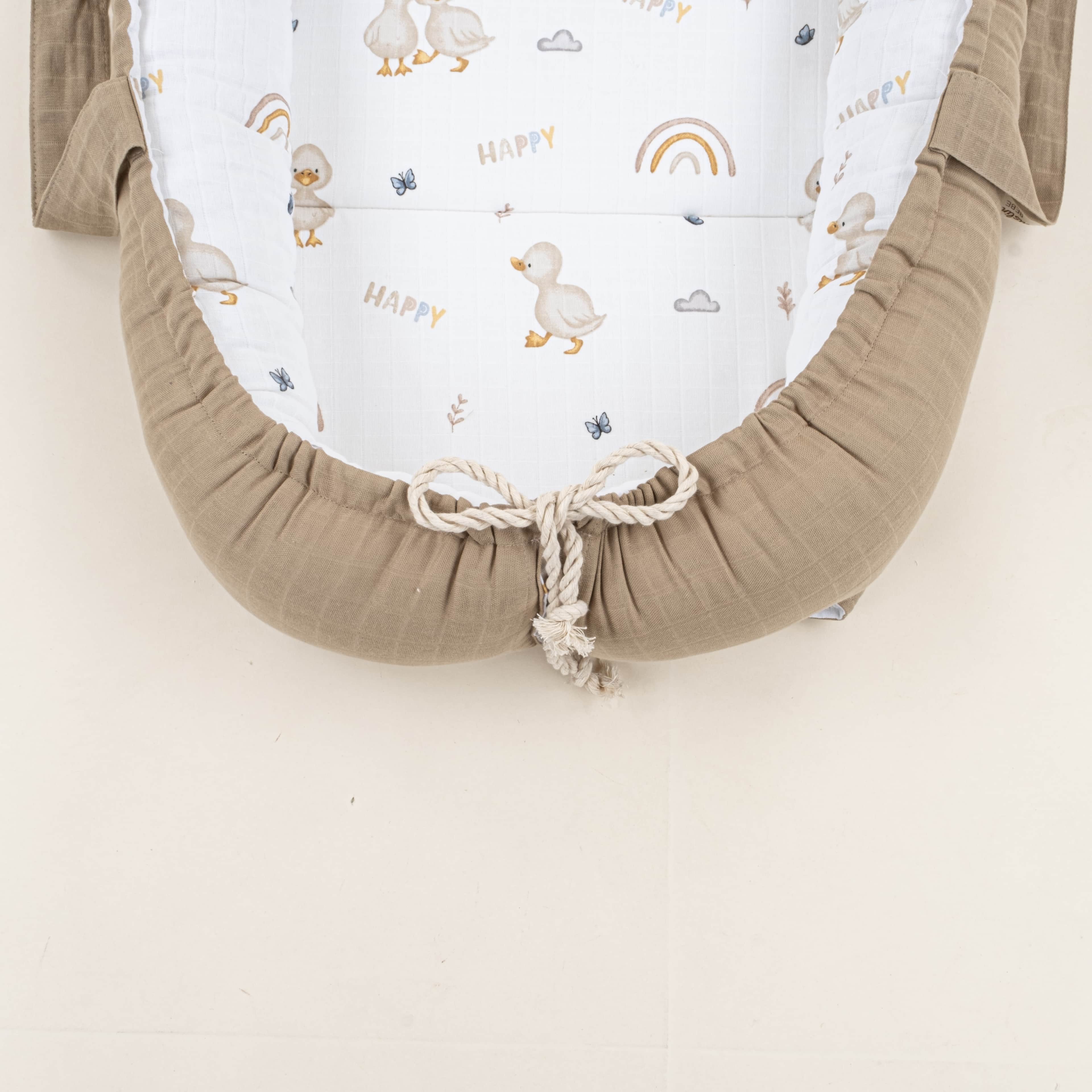 Babynest ve Yastık - Çift Taraflı - Toprak Muslin - Kahverengi Ördek