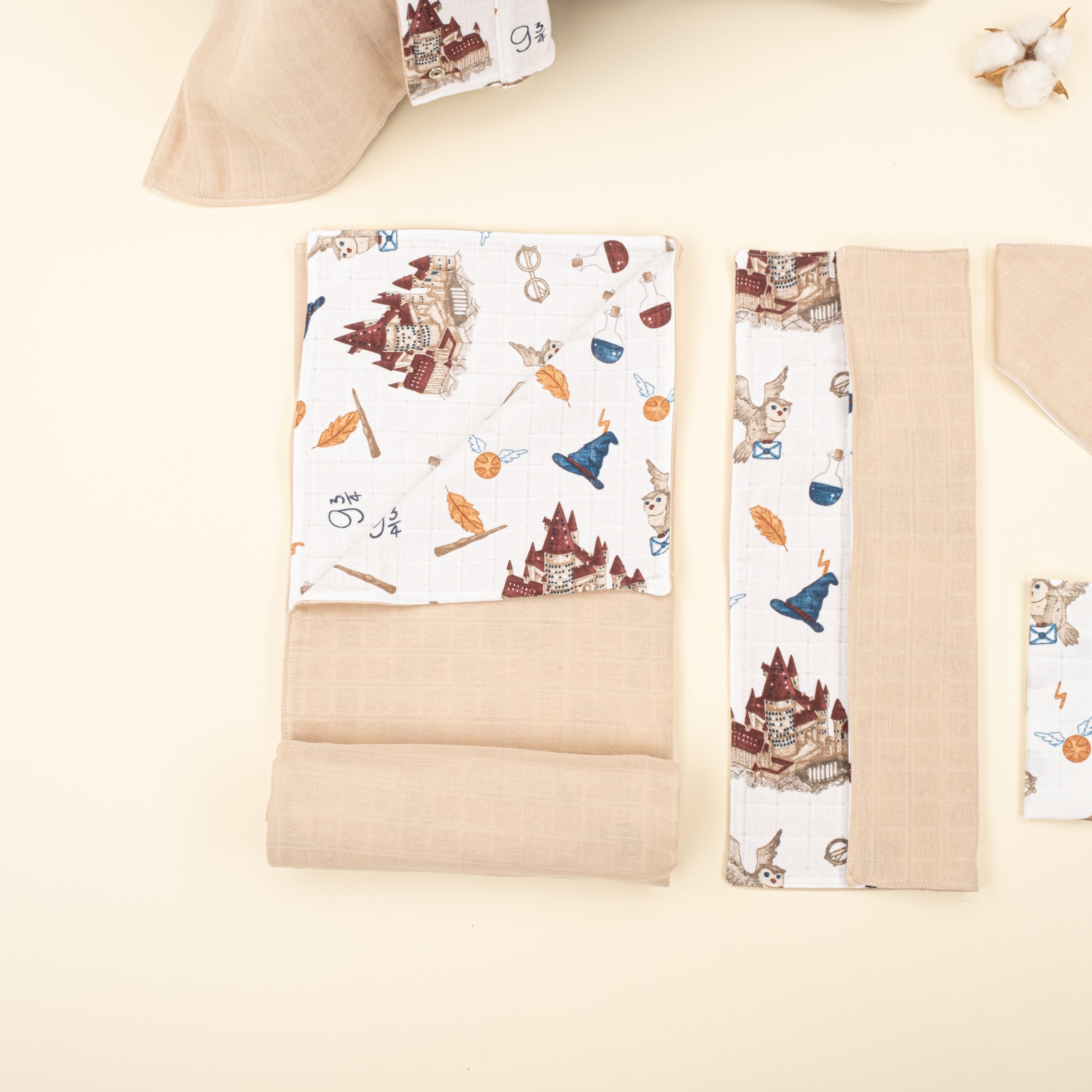 9 Parça Avantajlı Set - Çift Taraflı - Kumsal Beji Muslin - Harry