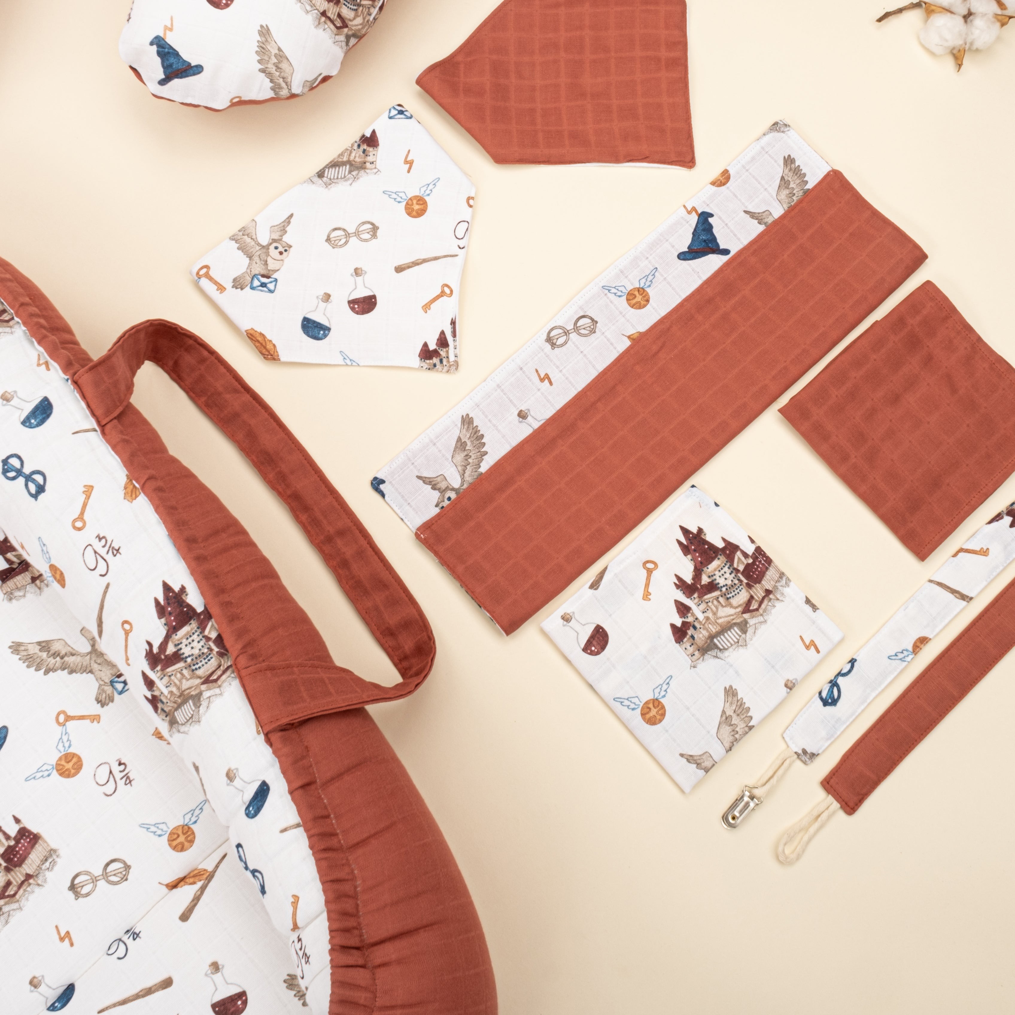 18 Parça Full Set - Çift Taraflı - Koyu Kiremit Muslin - Harry