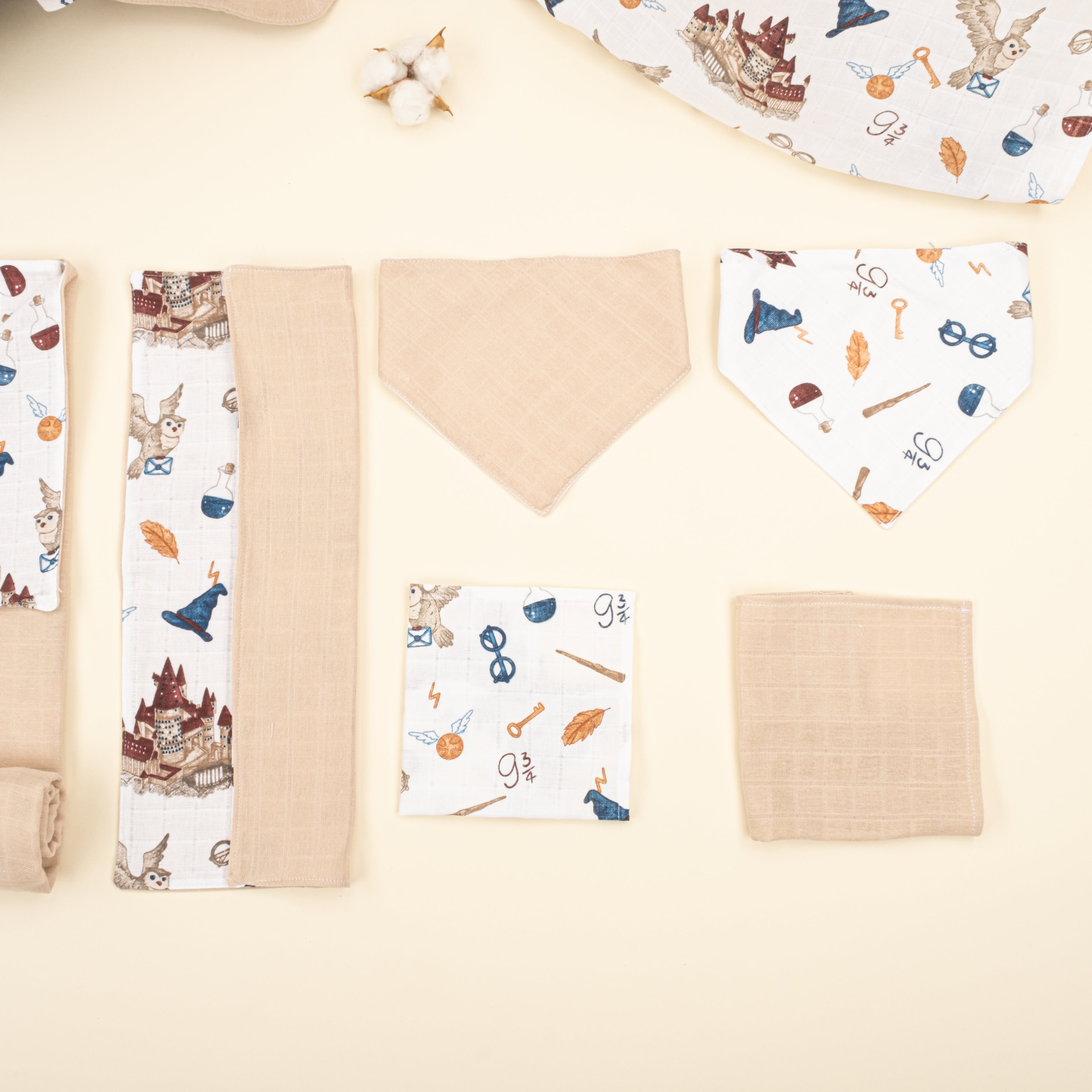 9 Parça Avantajlı Set - Çift Taraflı - Kumsal Beji Muslin - Harry