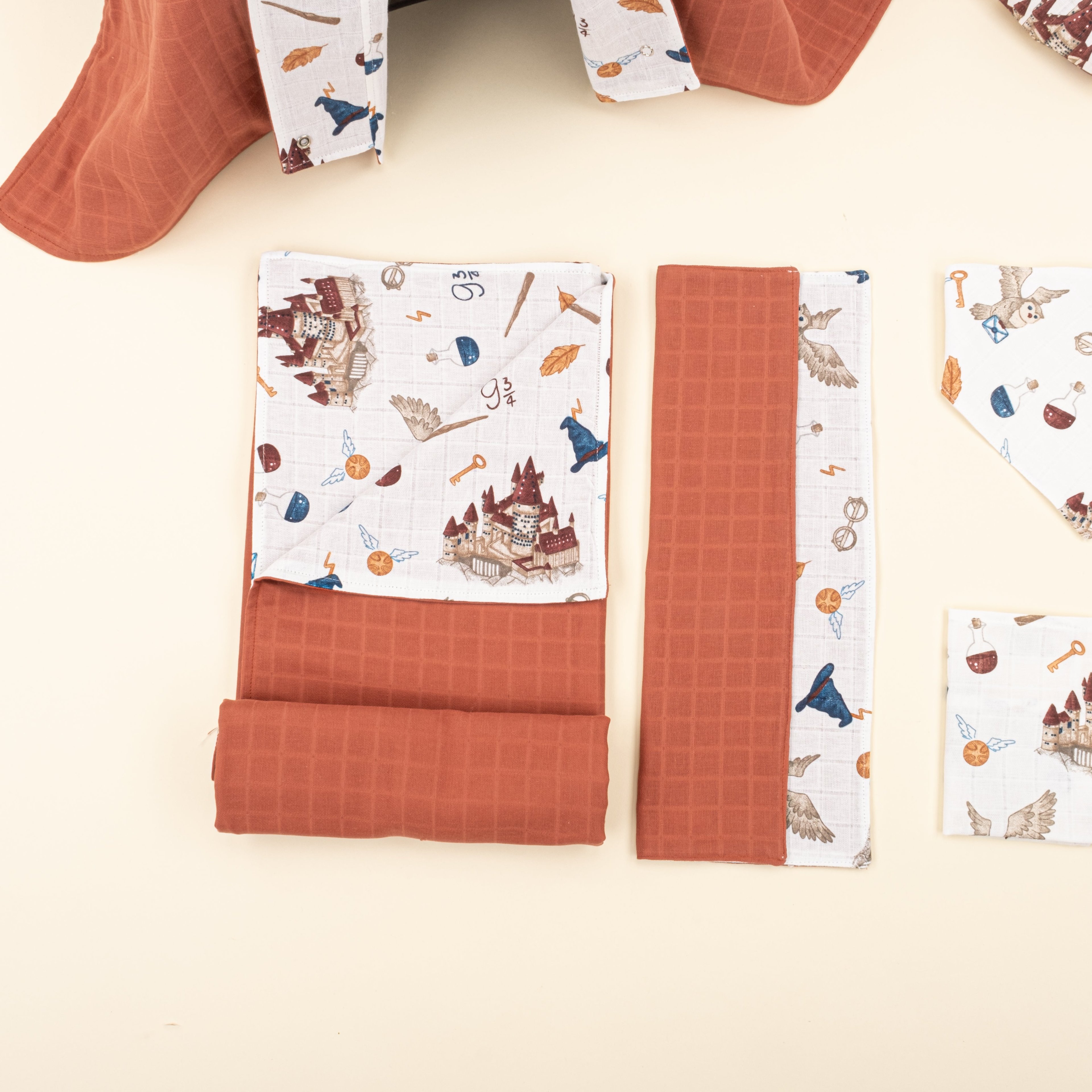 9 Parça Avantajlı Set - Çift Taraflı - Koyu Kiremit Muslin - Harry