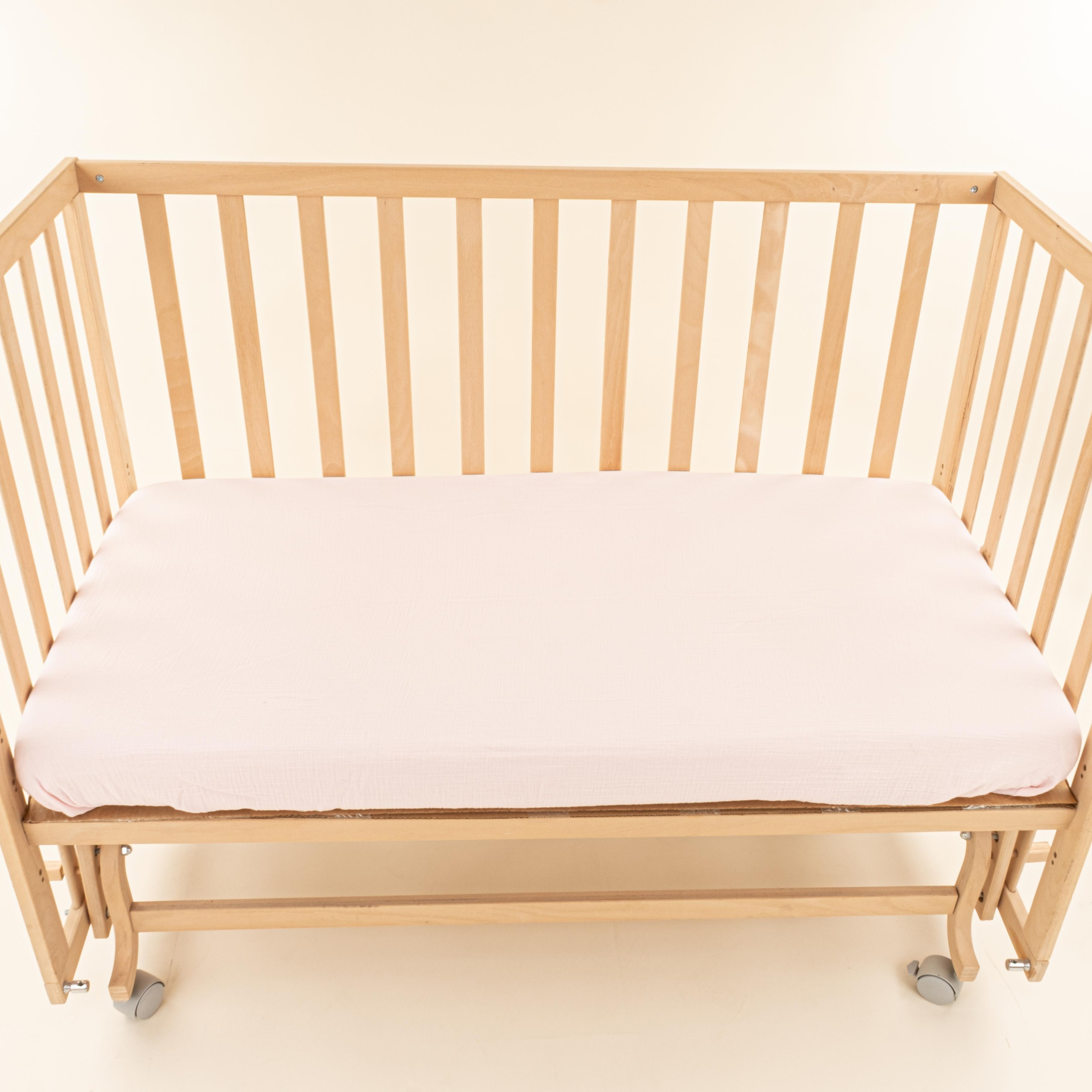 Bebek Lastikli Çarşaf ve Yastık Kılıfı - İki Katlı Organik Muslin - Bebe Pembe
