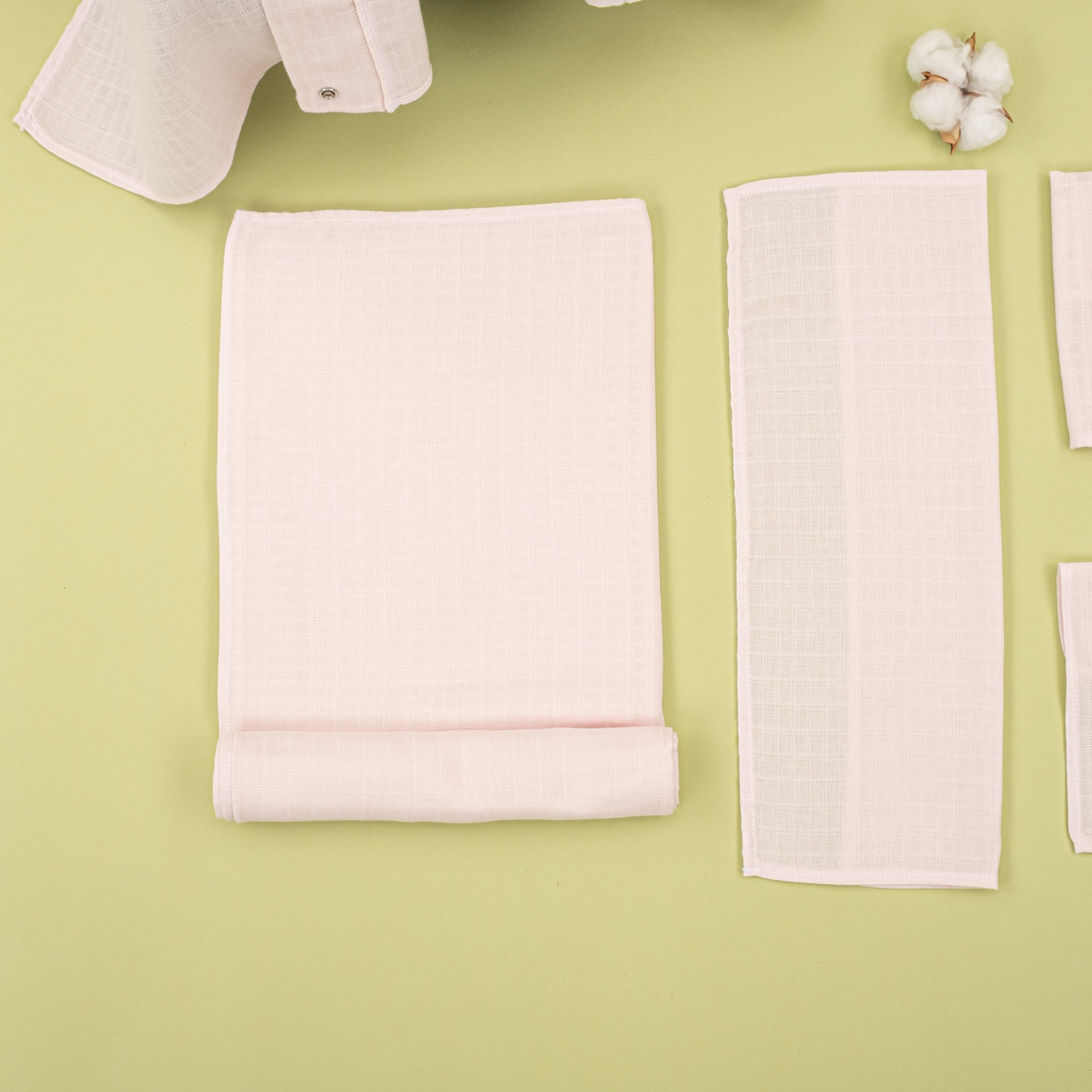 9 Parça Avantajlı Set - Tek Taraflı - Bebe Pembe Muslin