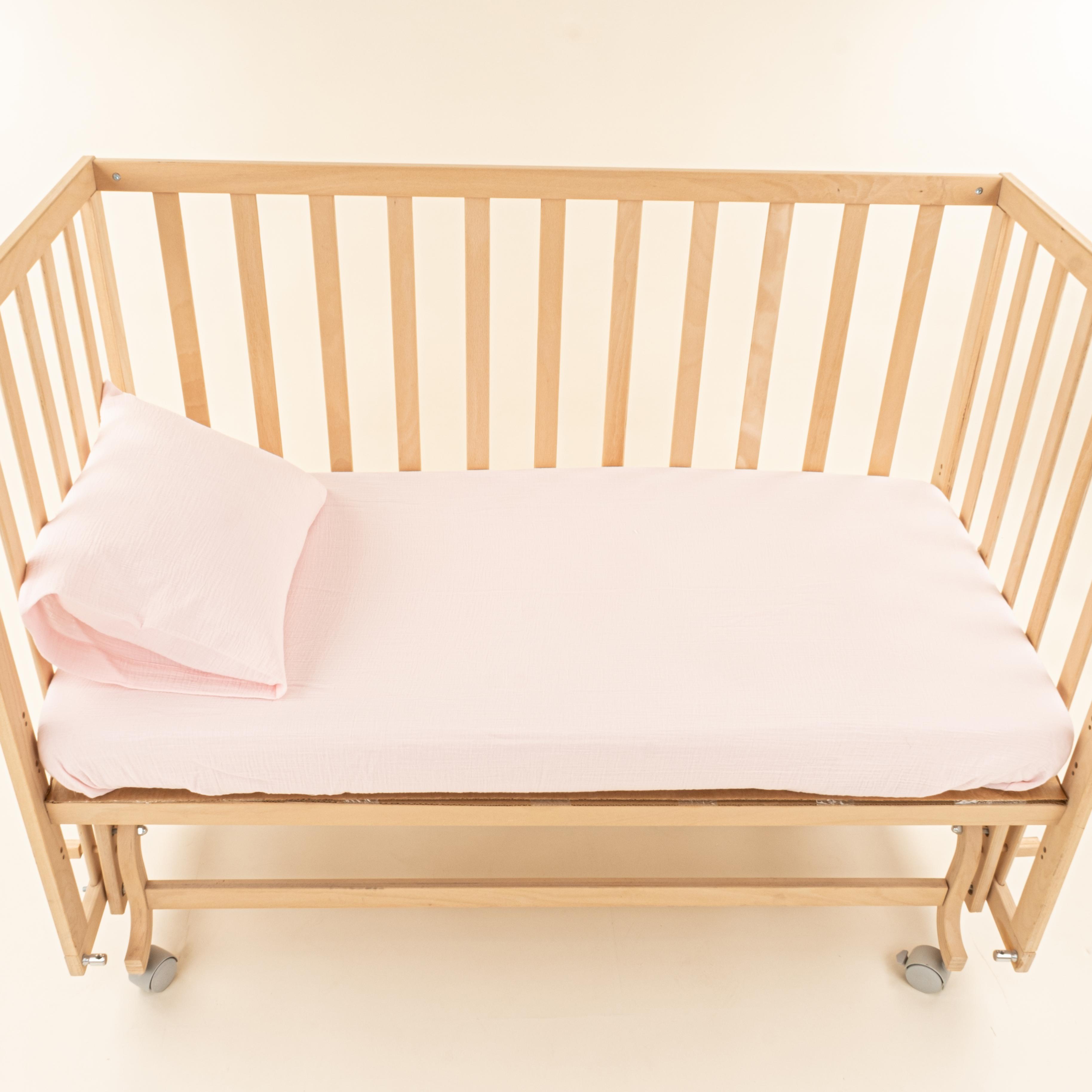 Bebek Yorgan Nevresim Seti - İki Katlı Organik Muslin - Bebe Pembe