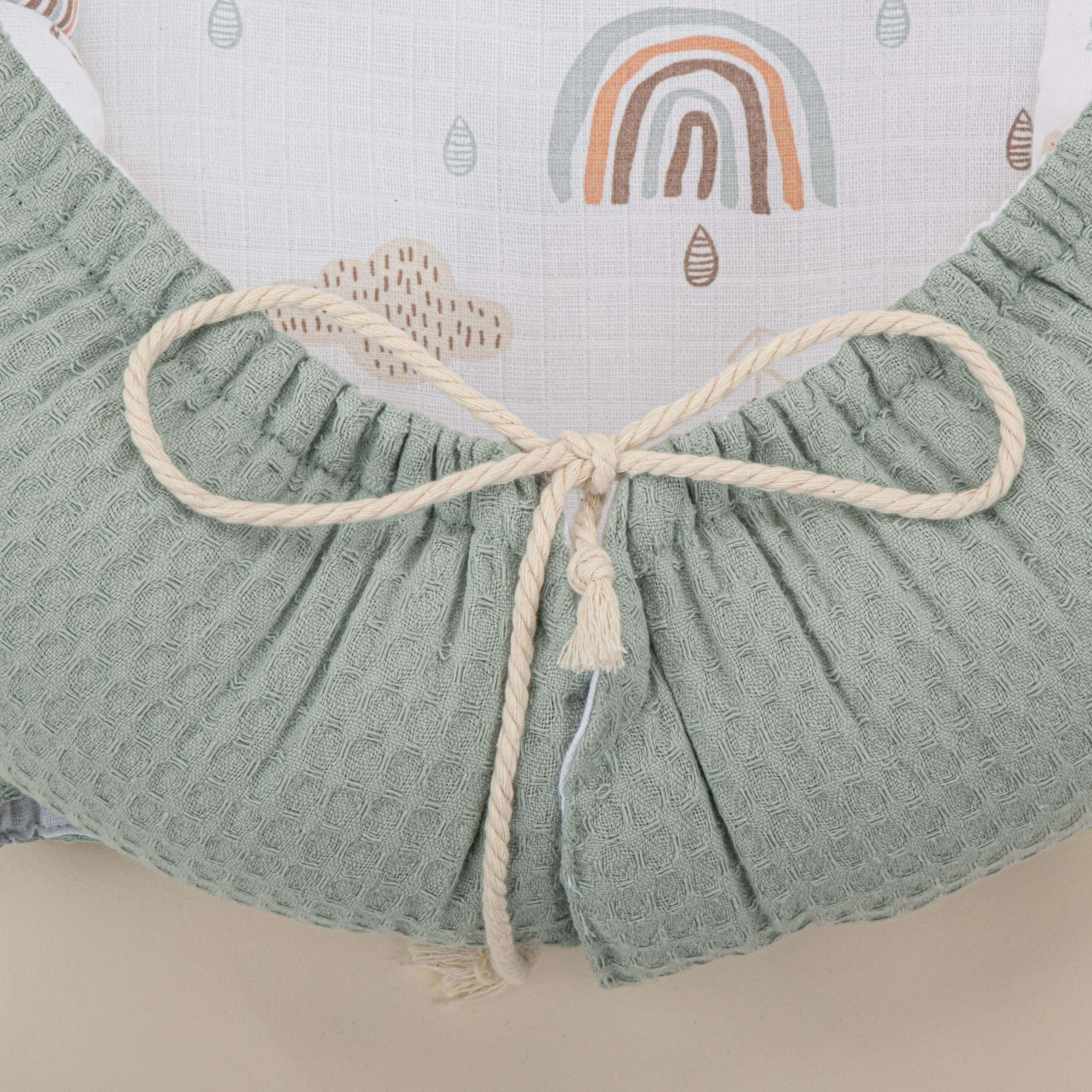 Babynest ve Yastık - Çift Taraflı - Yeşil  Petek - Yeşil Gökkuşağı