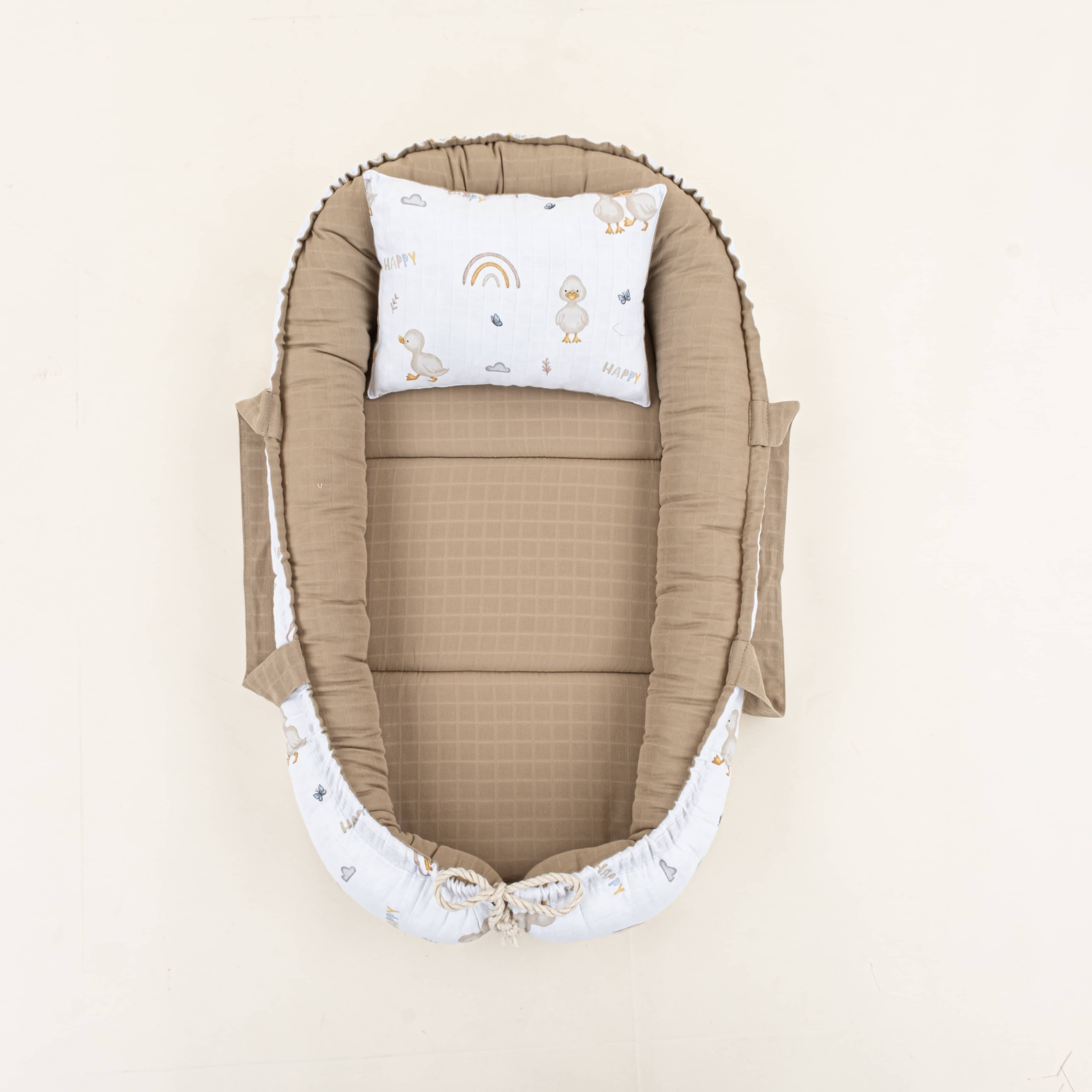 Babynest ve Yastık - Çift Taraflı - Toprak Muslin - Kahverengi Ördek