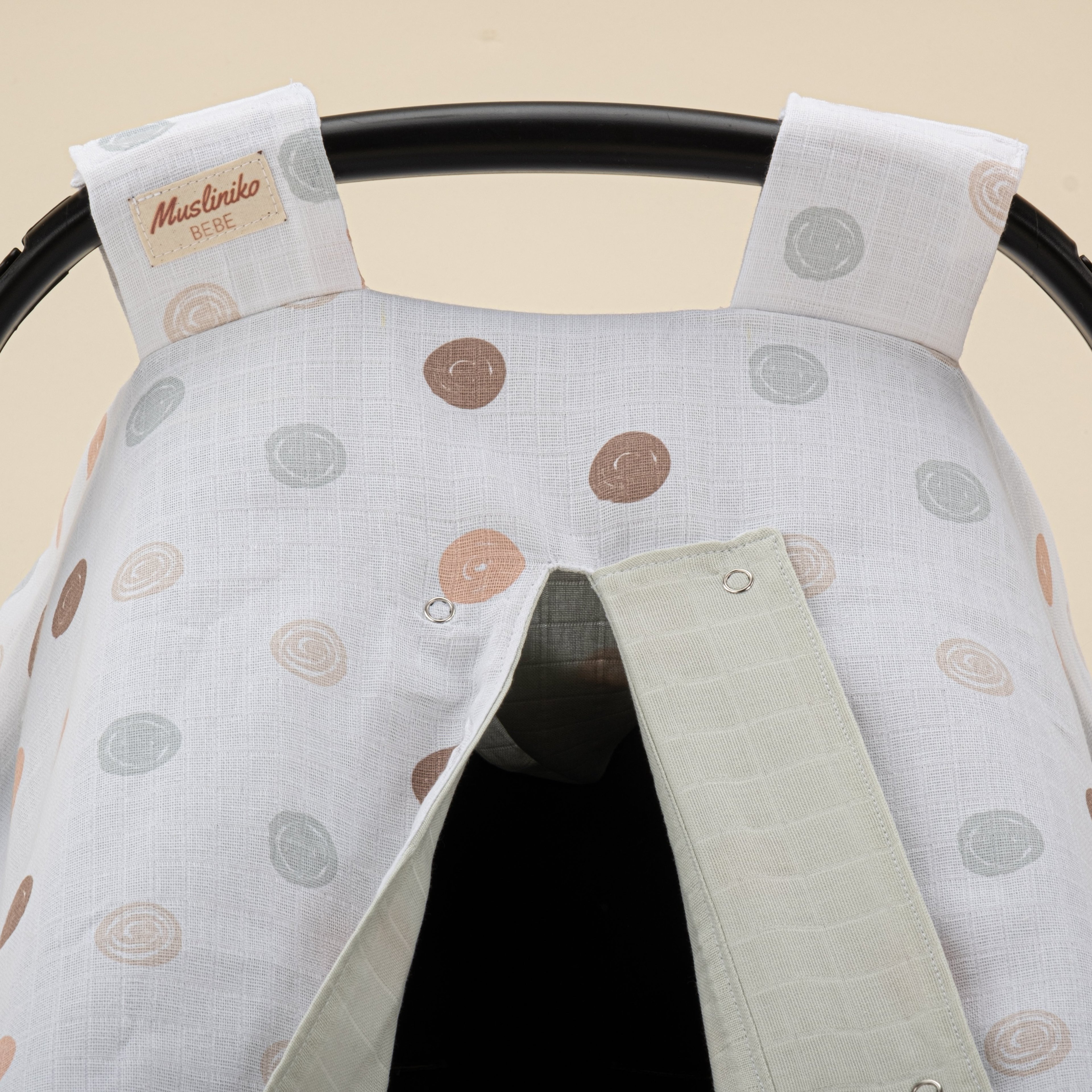 Puset Örtüsü - Çift Taraflı - Mint Muslin - Puantiye
