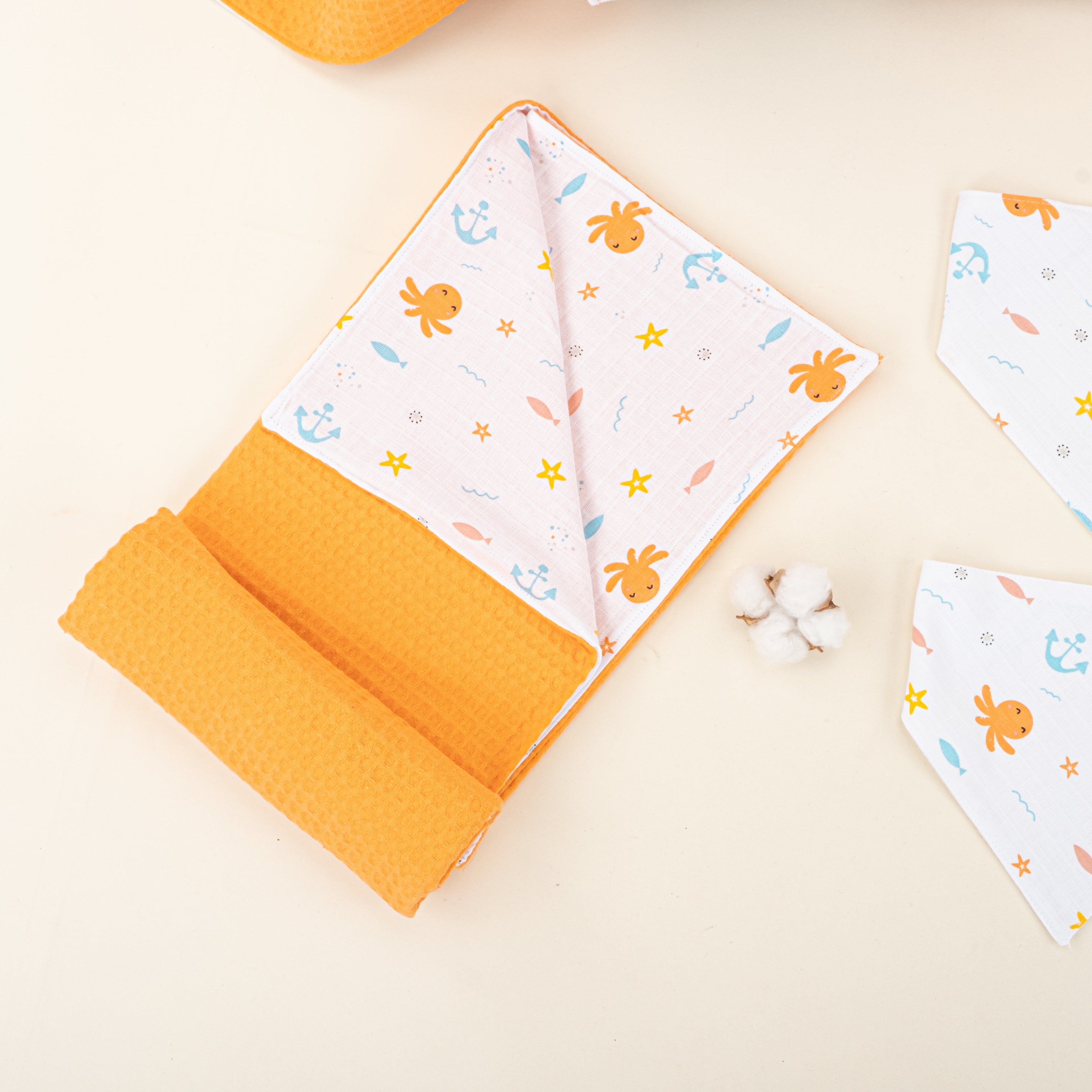 9 Parça Avantajlı Set - Çift Taraflı - Oranj Petek - Ahtapot