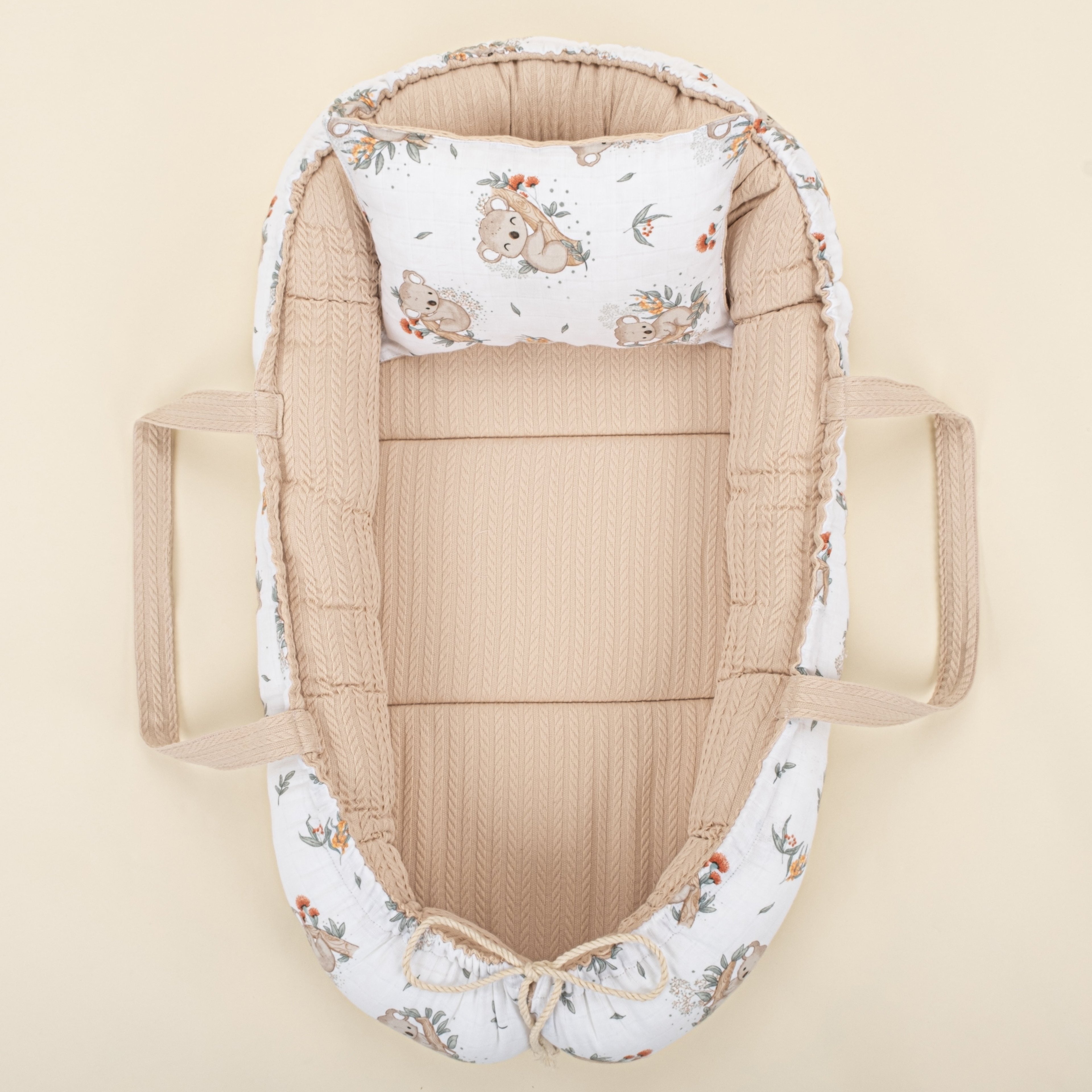 Babynest ve Yastık - Çift Taraflı - Sütlü Kahve Örgü - Koala