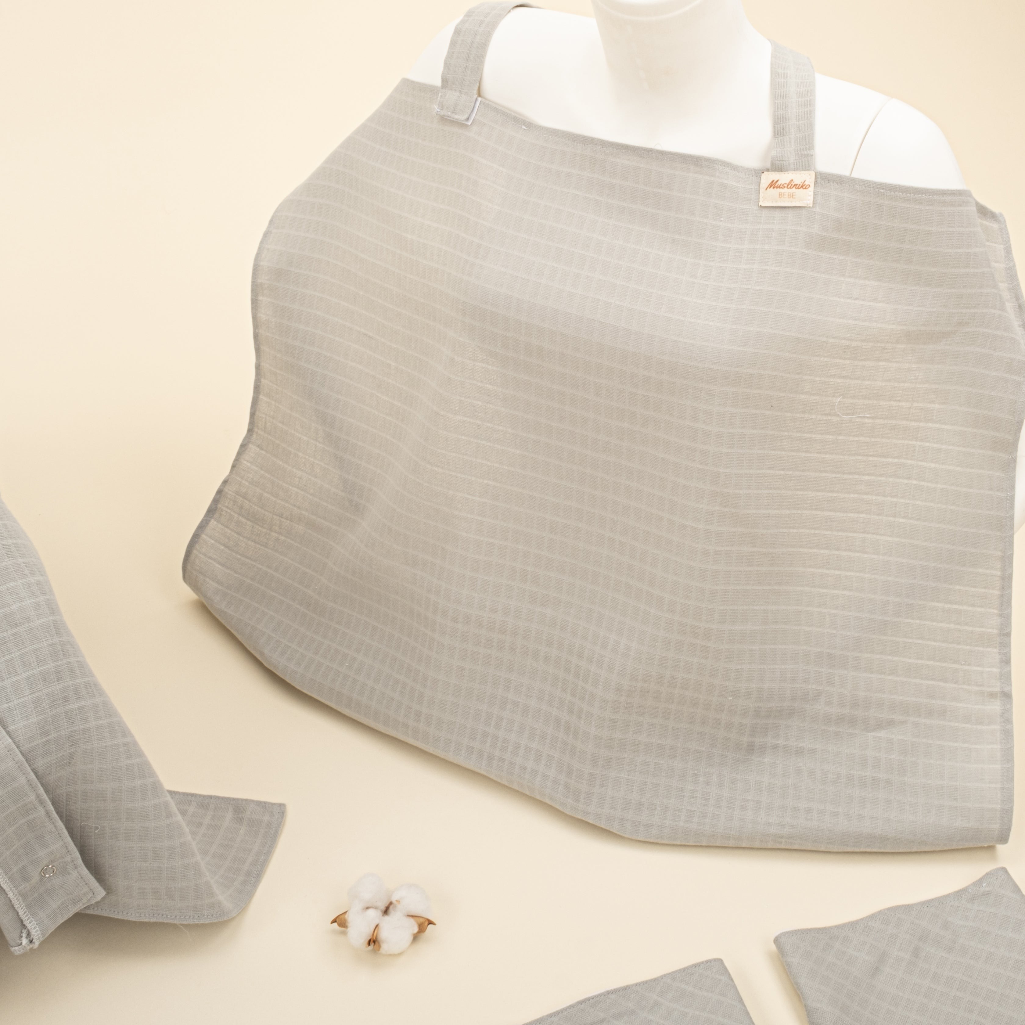 9 Parça Avantajlı Set - Tek Taraflı - Açık Gri Muslin