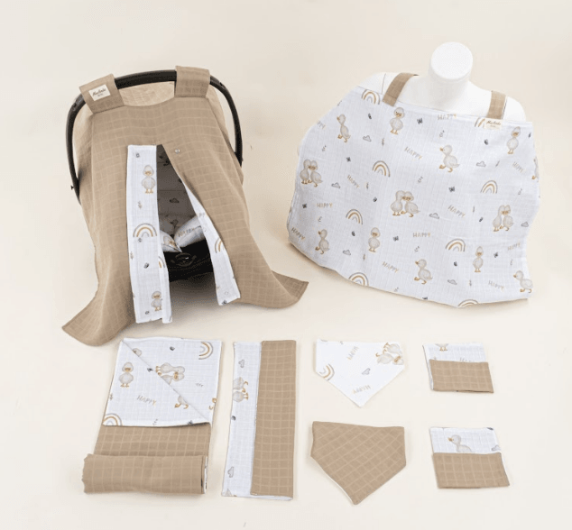9 Parça Avantajlı Set - Çift Taraflı - Toprak Muslin - Kahverengi Ördek