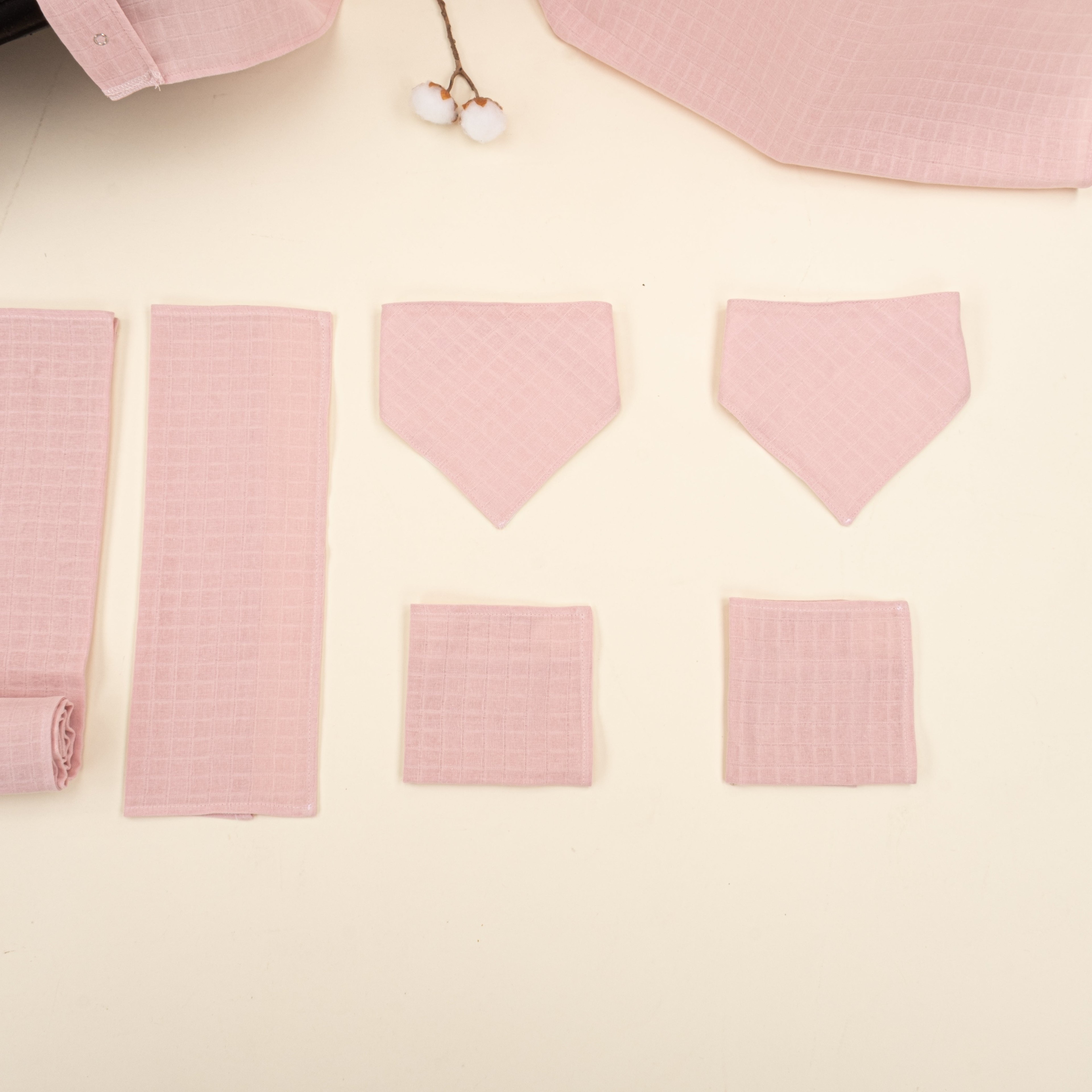 9 Parça Avantajlı Set - Tek Taraflı - Pudra Muslin
