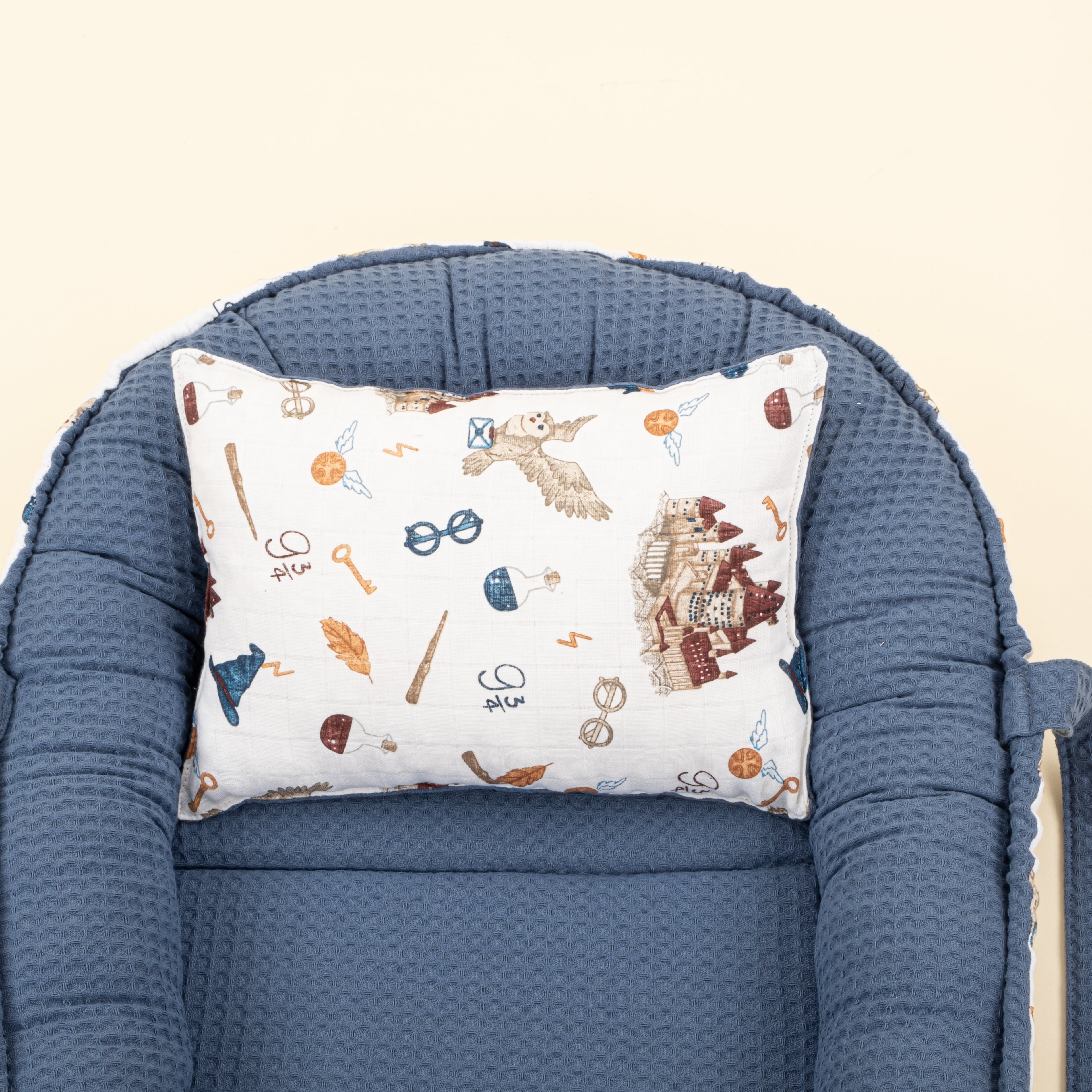 Babynest  ve Yastık- Çift Taraflı - İndigo Petek - Harry