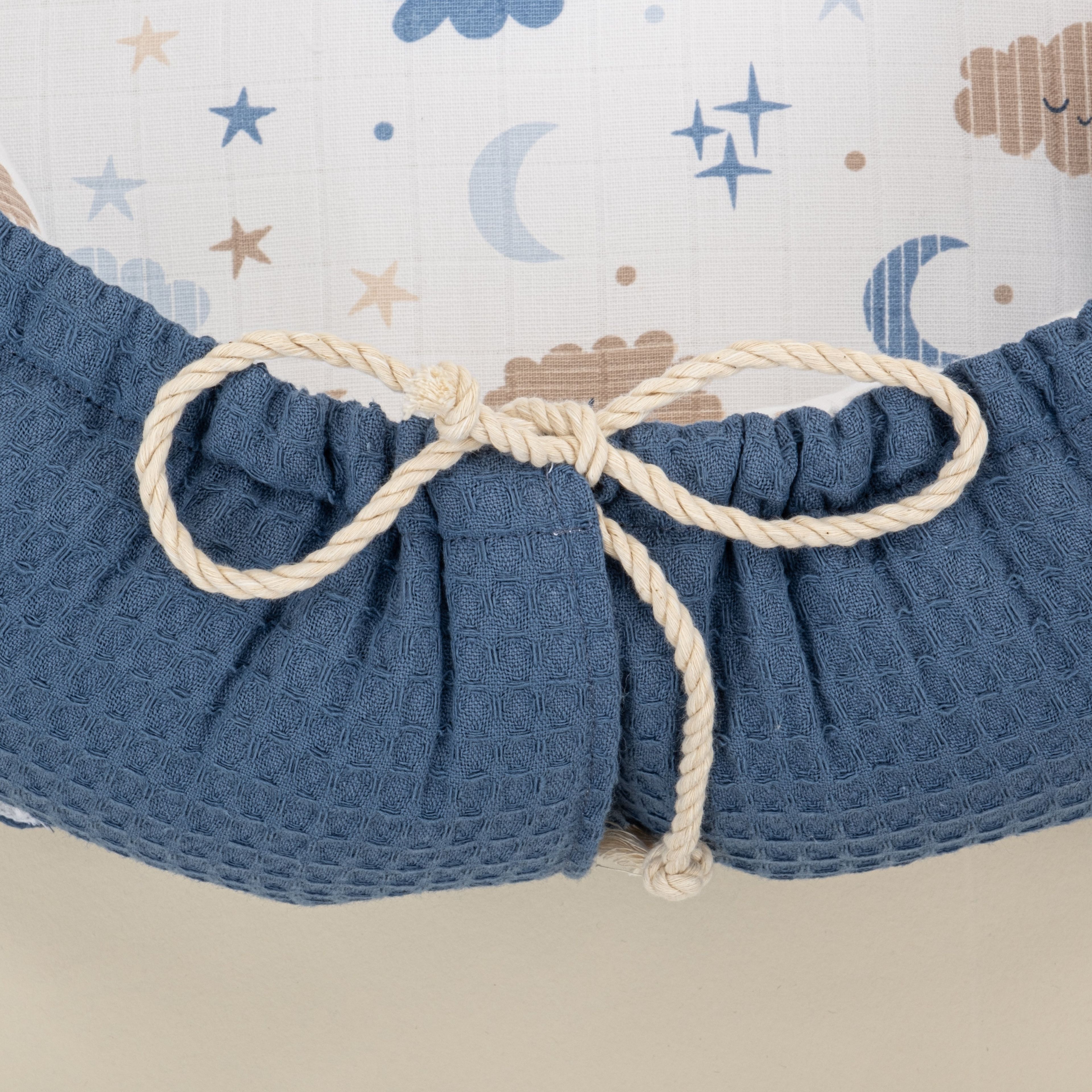 Babynest ve Yastık - Çift Taraflı - Koyu İndigo Petek - Mavi Bulut