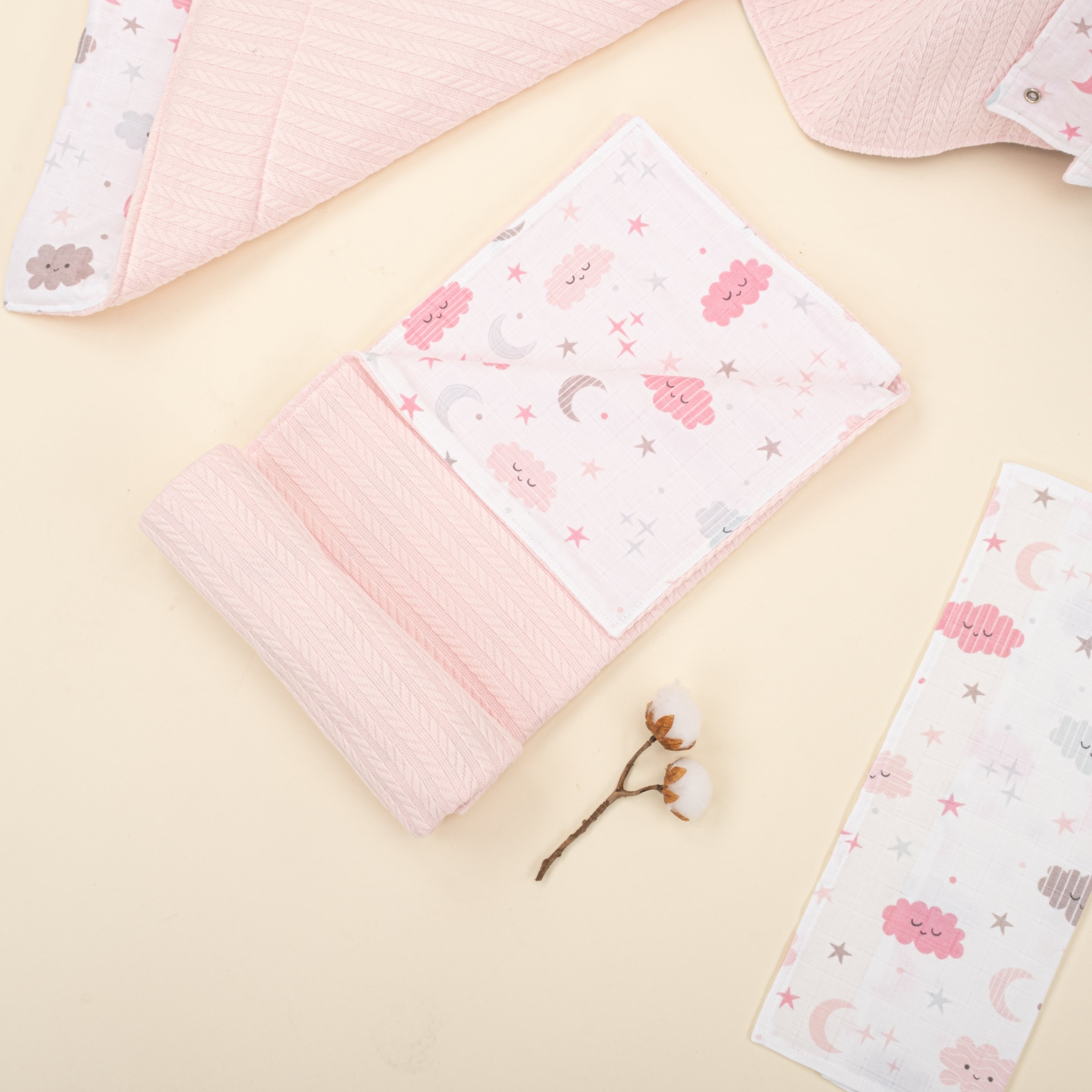 11 Parça Avantajlı Set - Çift Taraflı - Şeker Pembe Örgü - Pembe Bulut
