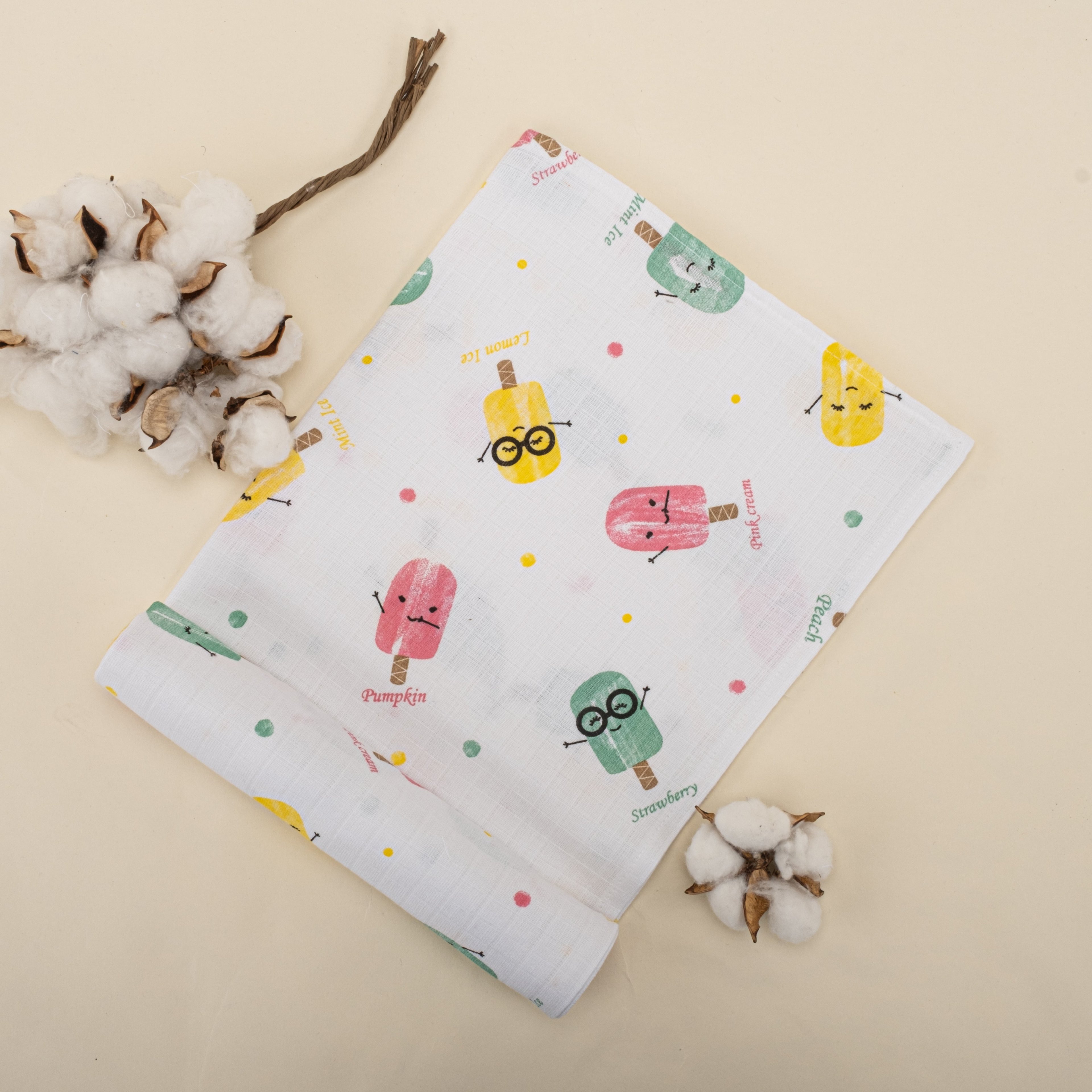 3lü Set - Müslin Örtü - Dondurma / Sarı Gemi / Salyangoz
