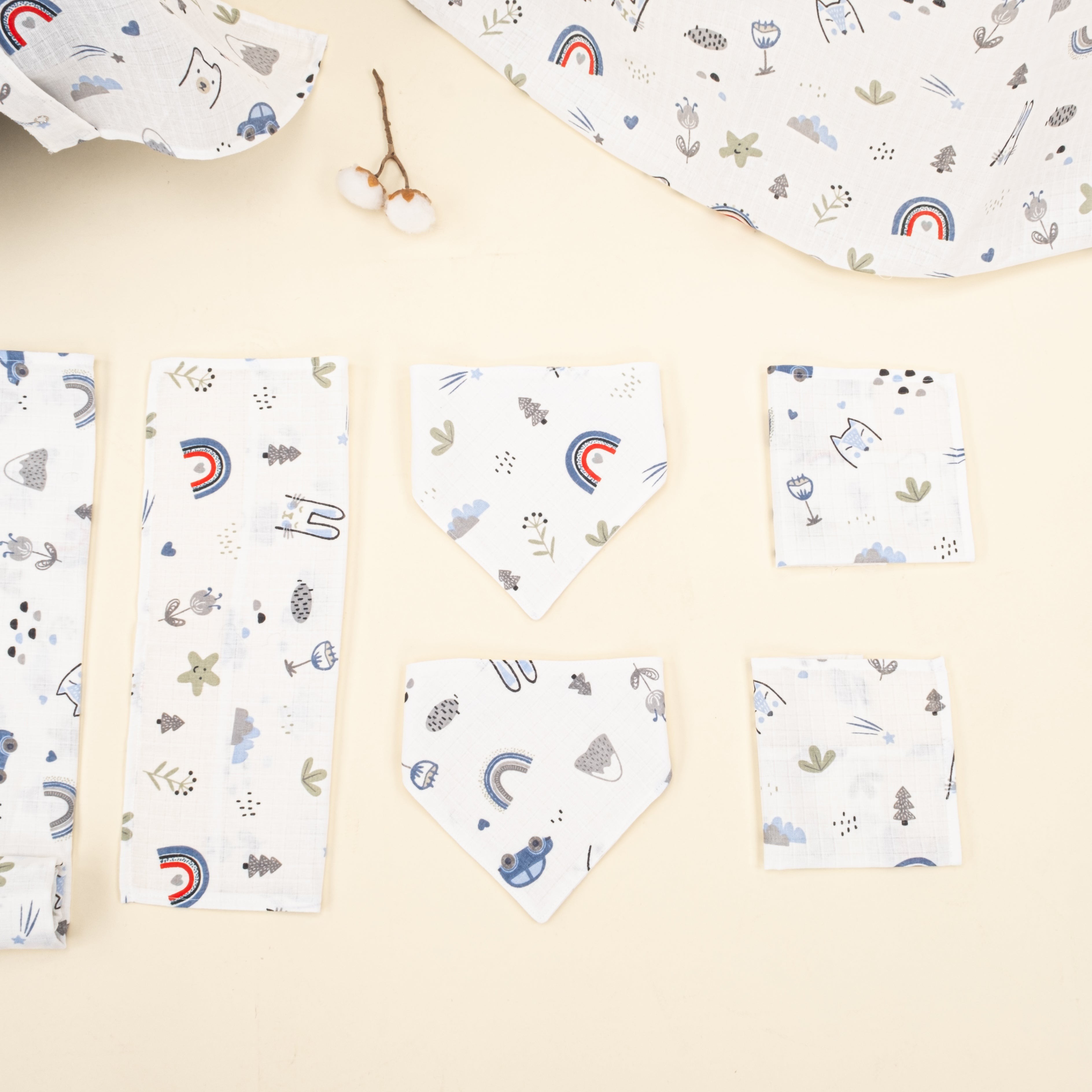 9 Parça Avantajlı Set - Tek Taraflı - Mavi Kedi