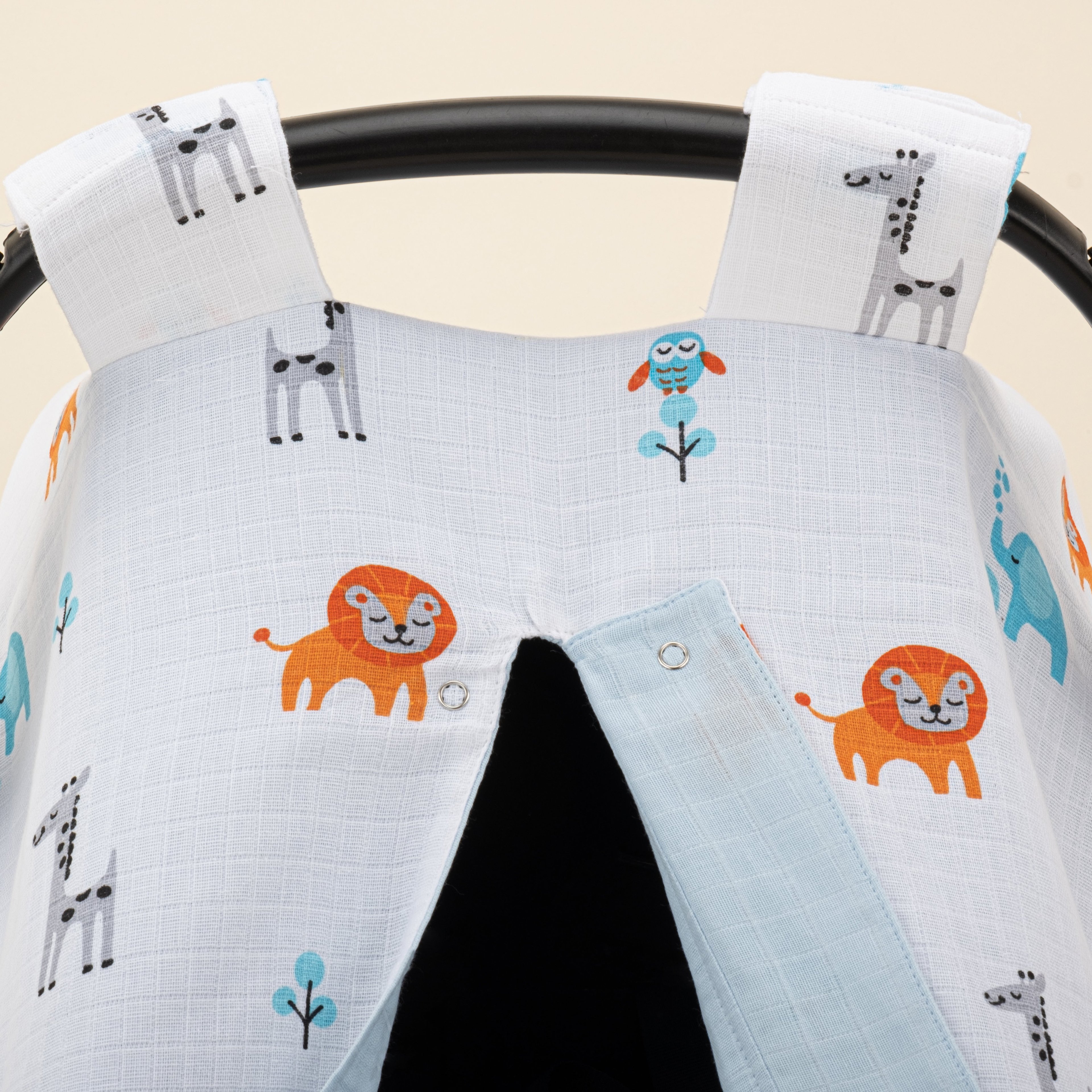 Puset Örtüsü - Çift Taraflı - Bebe Mavi Muslin - Fil
