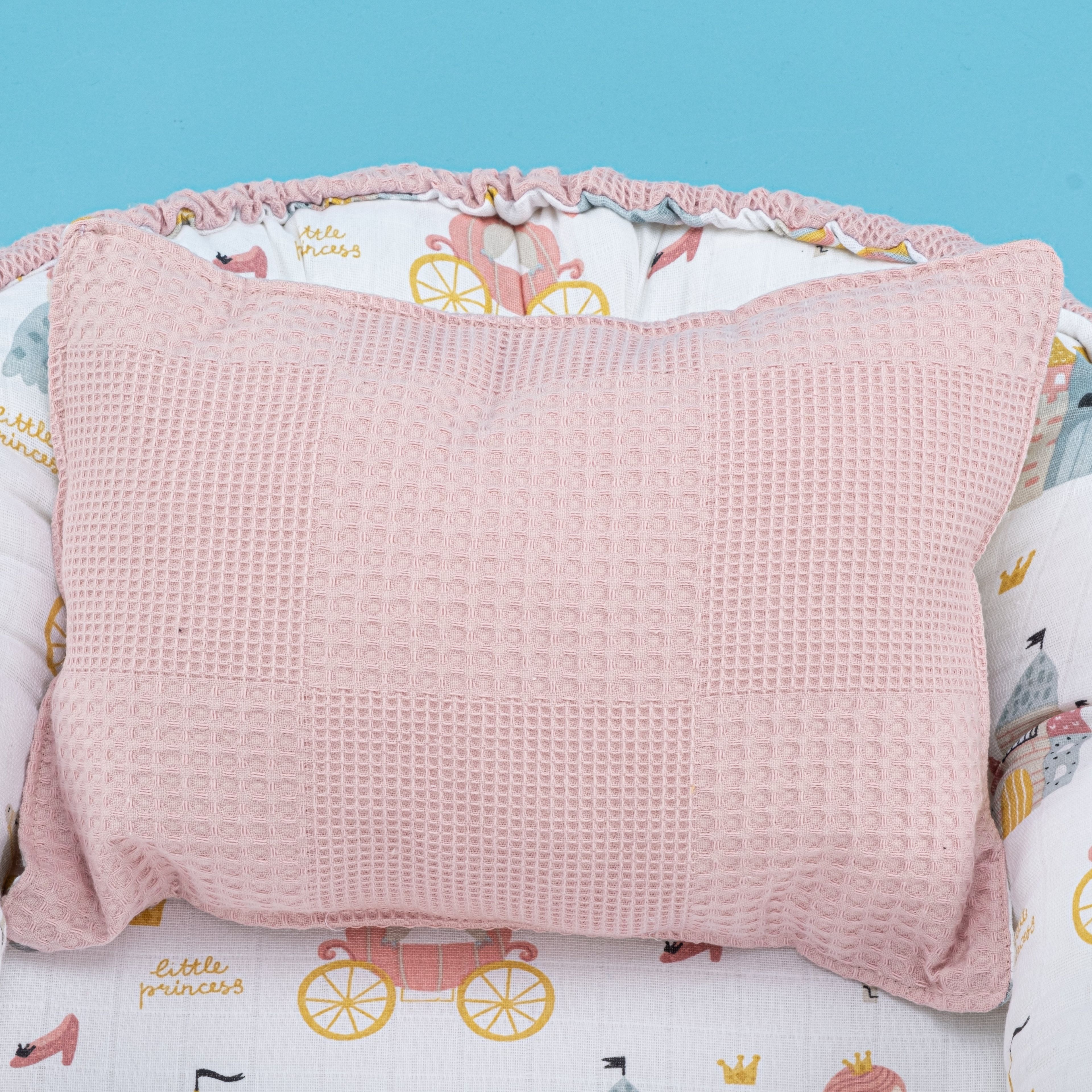 Babynest  ve Yastık- Çift Taraflı - Gül Kurusu Waffle - Sindirella