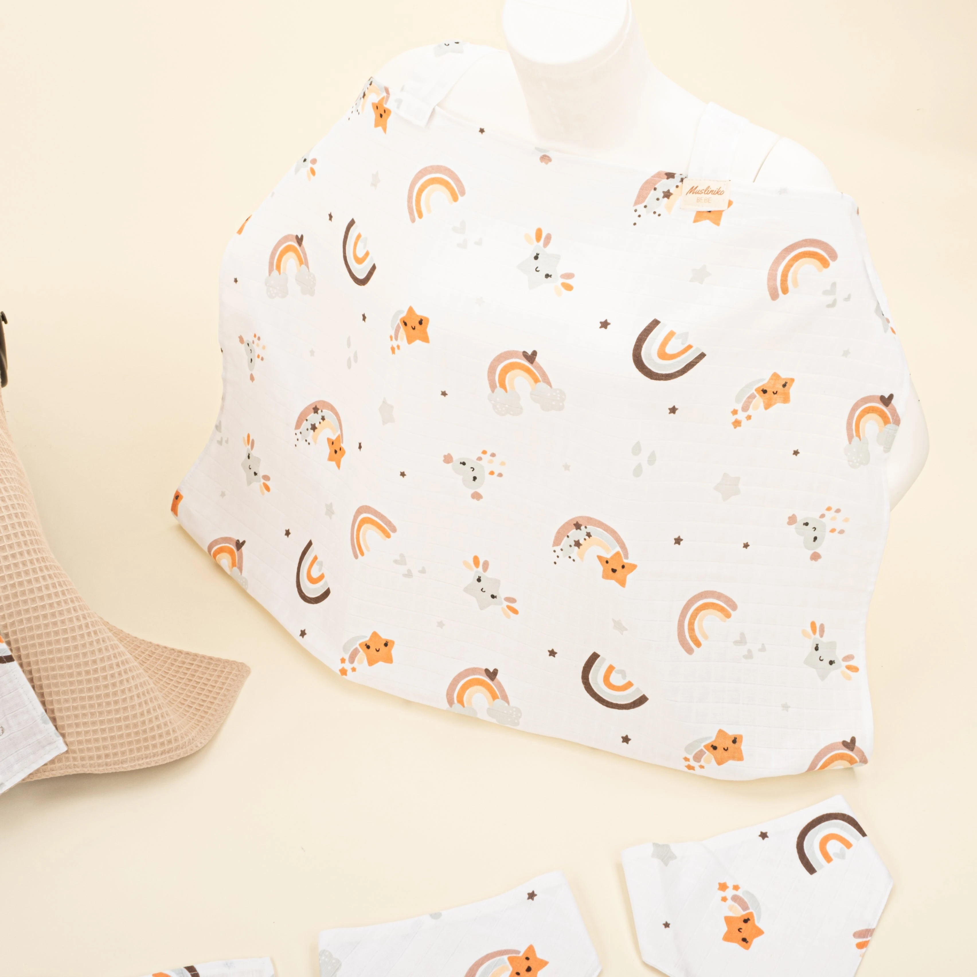 9 Parça Avantajlı Set - Çift Taraflı - Bej Petek - Turuncu Gökkuşağı